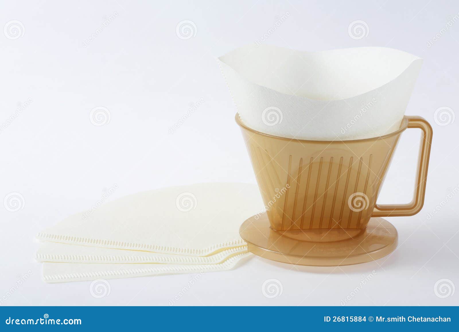 Three Holes Type Coffee Dripper with Filter Stock Photo Image of
