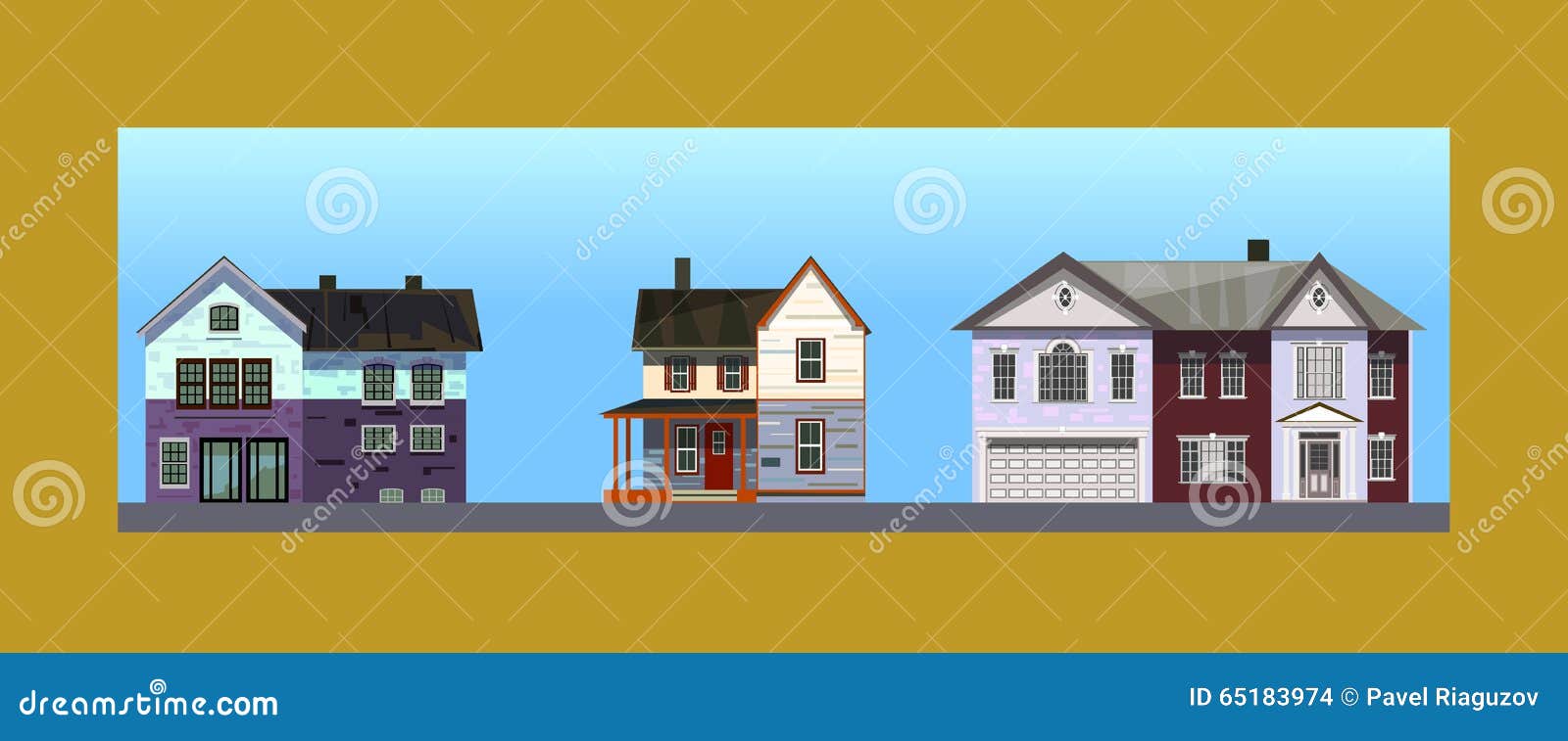 Three houses stock illustration. Illustration of housing 65183974