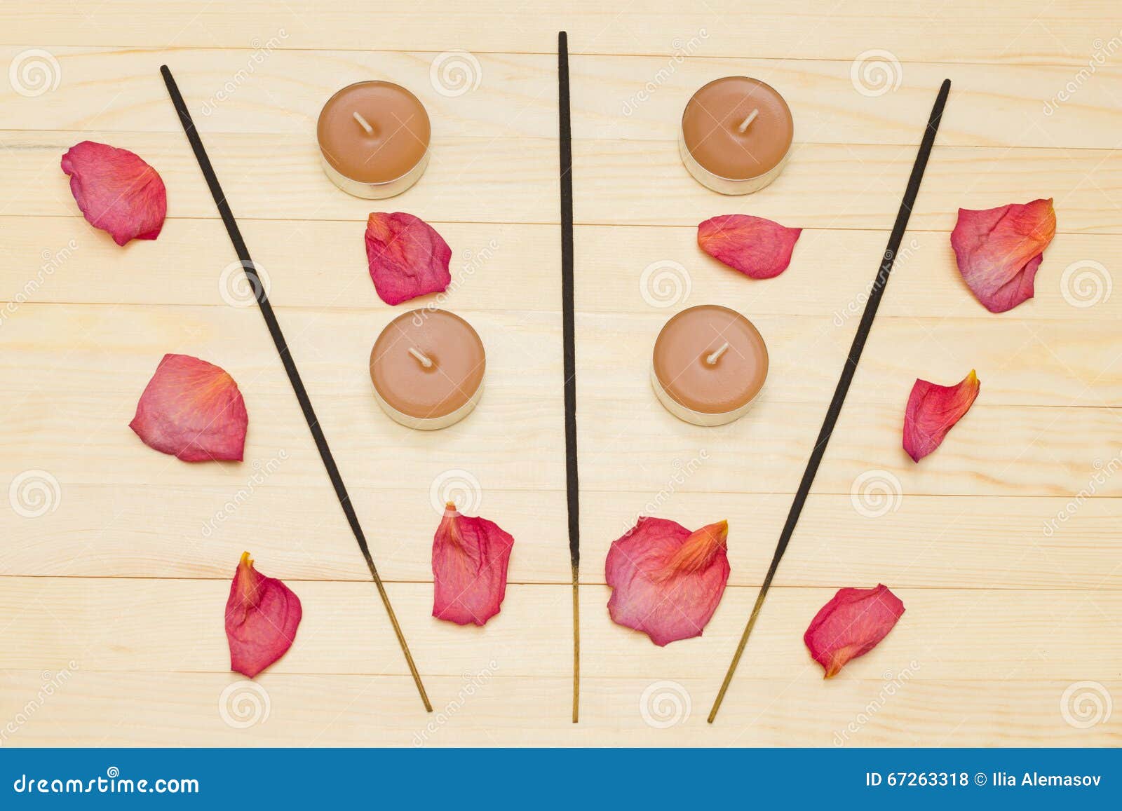 Three Incense Sticks And Candle Stock Photo Image of relax, plank 67263318