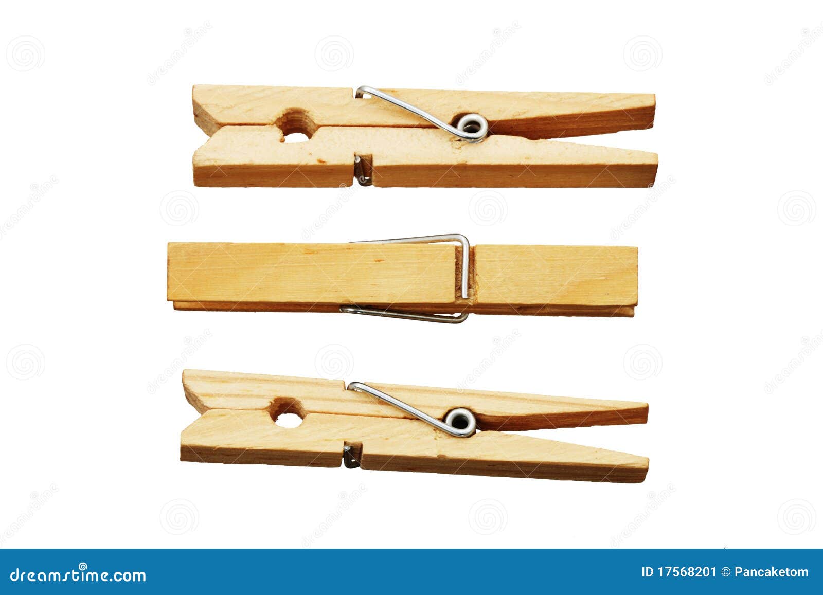 Three Isolated Clothes Pins Stock Image Image of wood, cutout 17568201