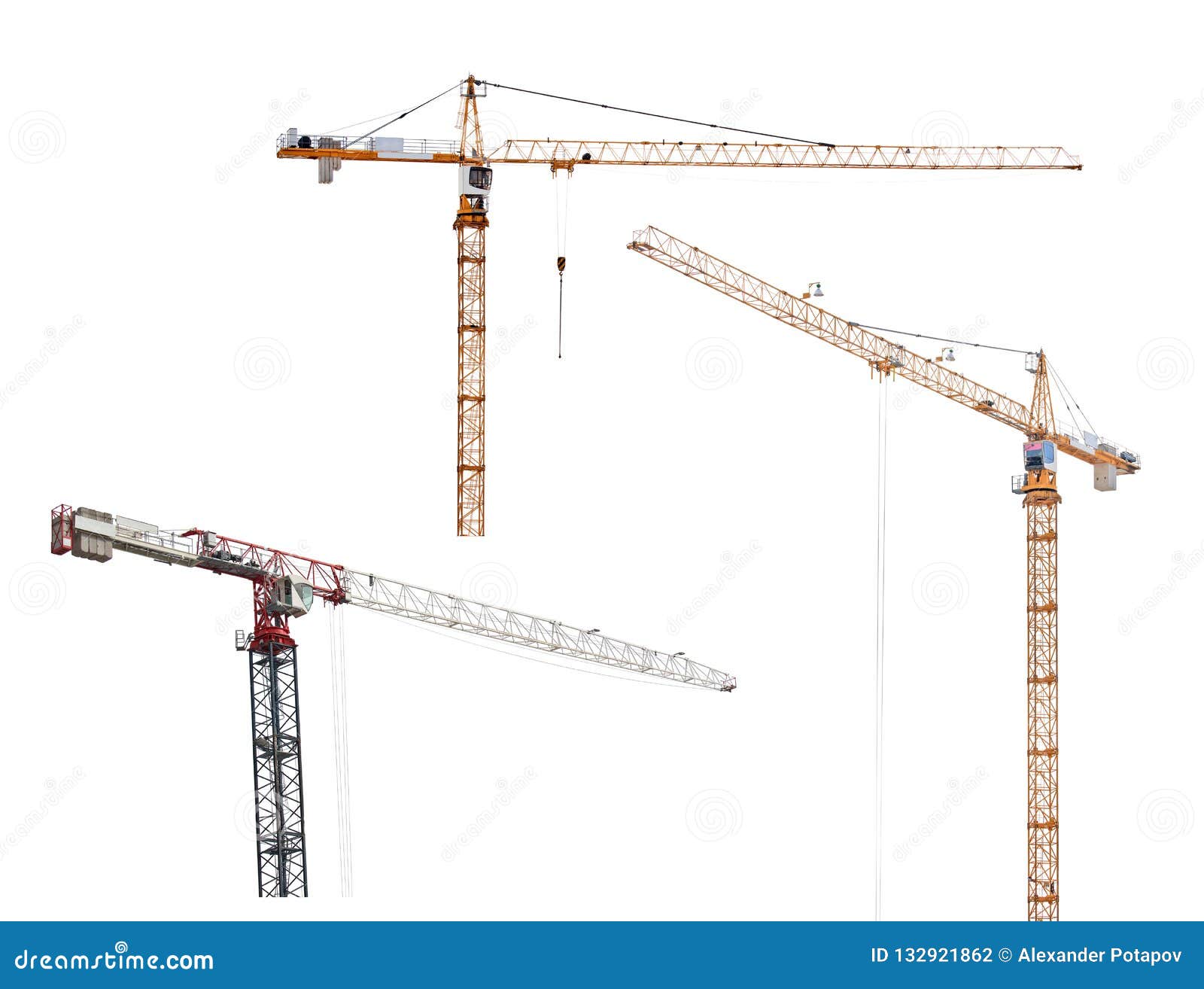 three  hoisting industrial cranes