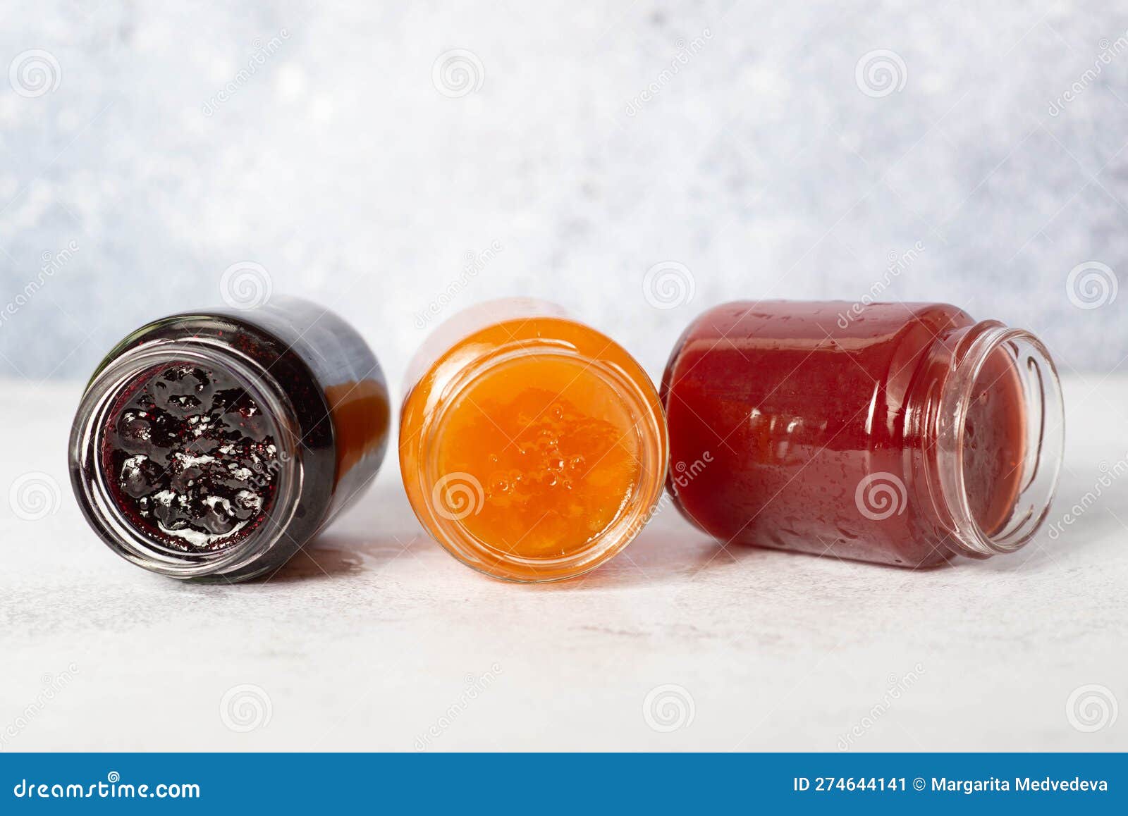 Three jar of jam and honey stock image. Image of jelly 274644141