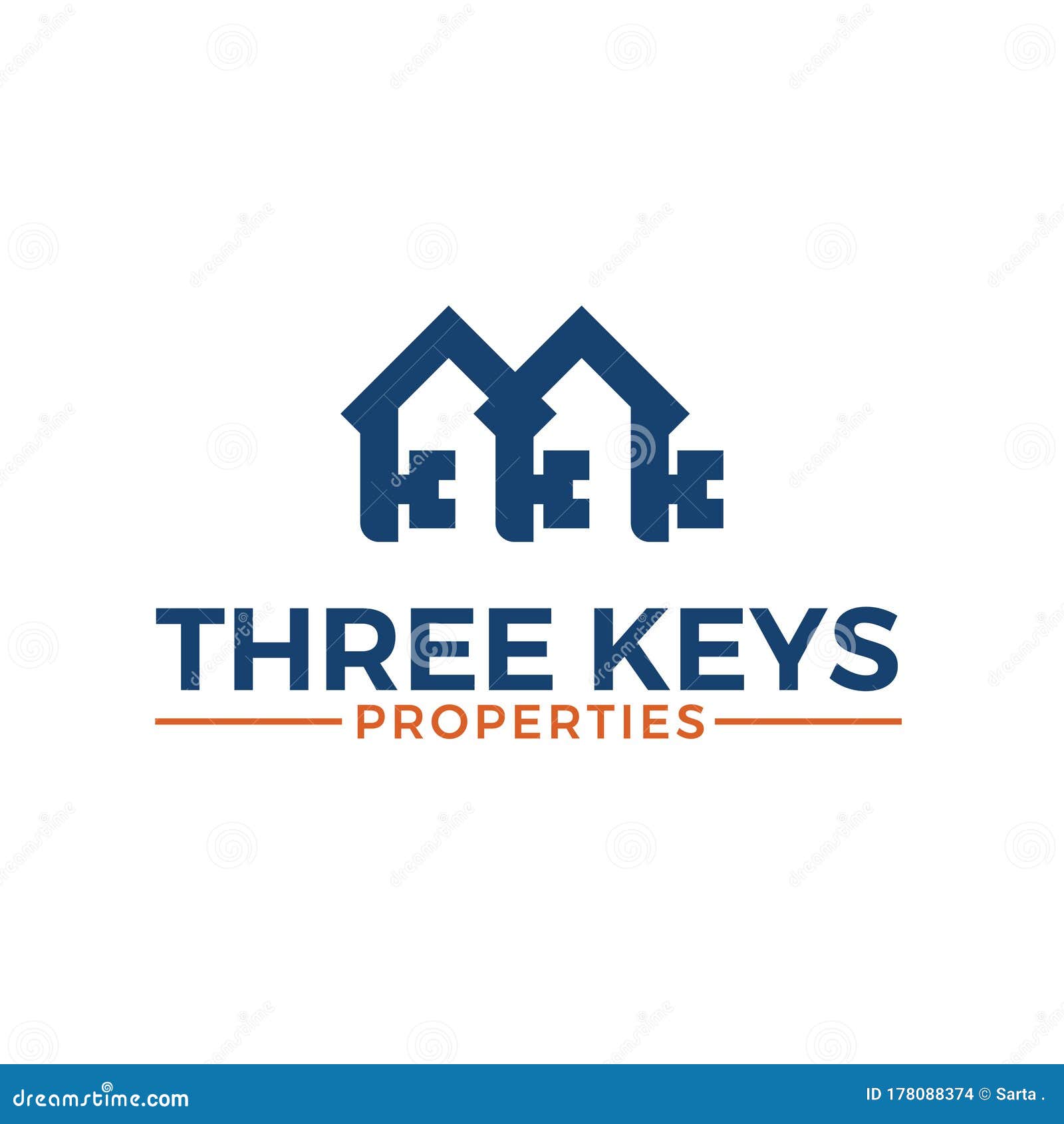 Three Keys Properties Real Estate Logo Template Stock Vector