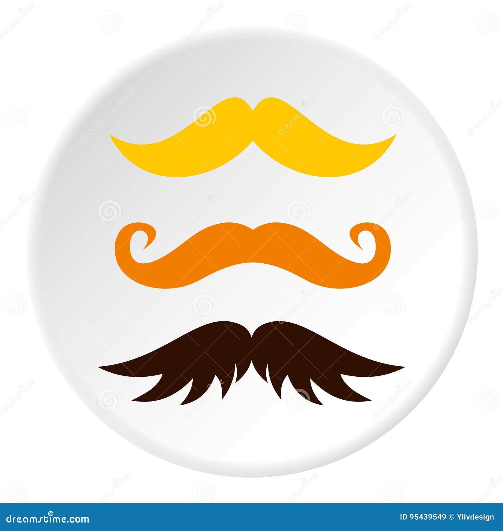 Three Kind of Moustache Icon Circle Stock Vector - Illustration of ...