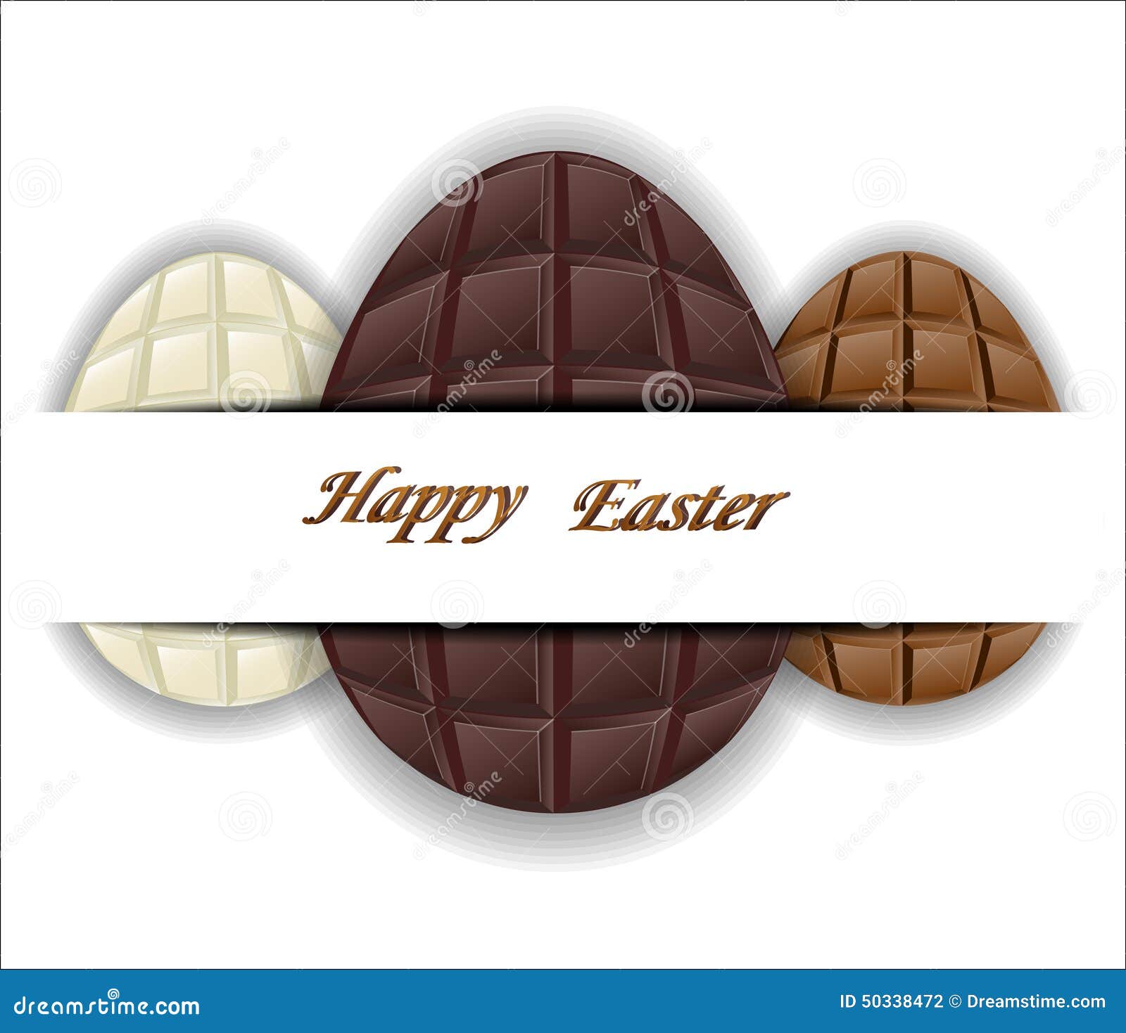 Three Kinds of Chocolate Easter Eggs. Stock Vector Illustration of