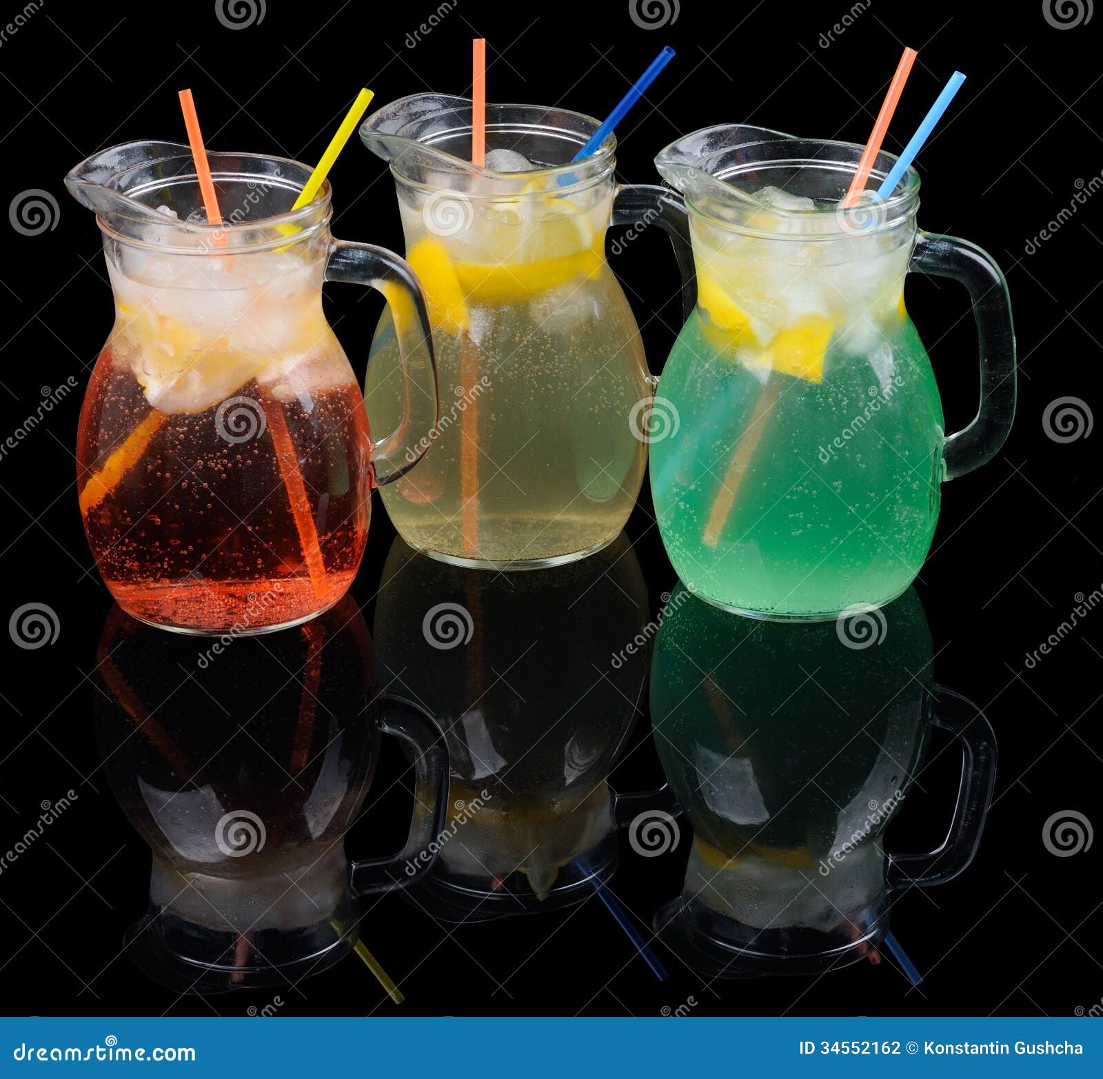 Three kinds of lemonade stock photo. Image of black, cold 34552162