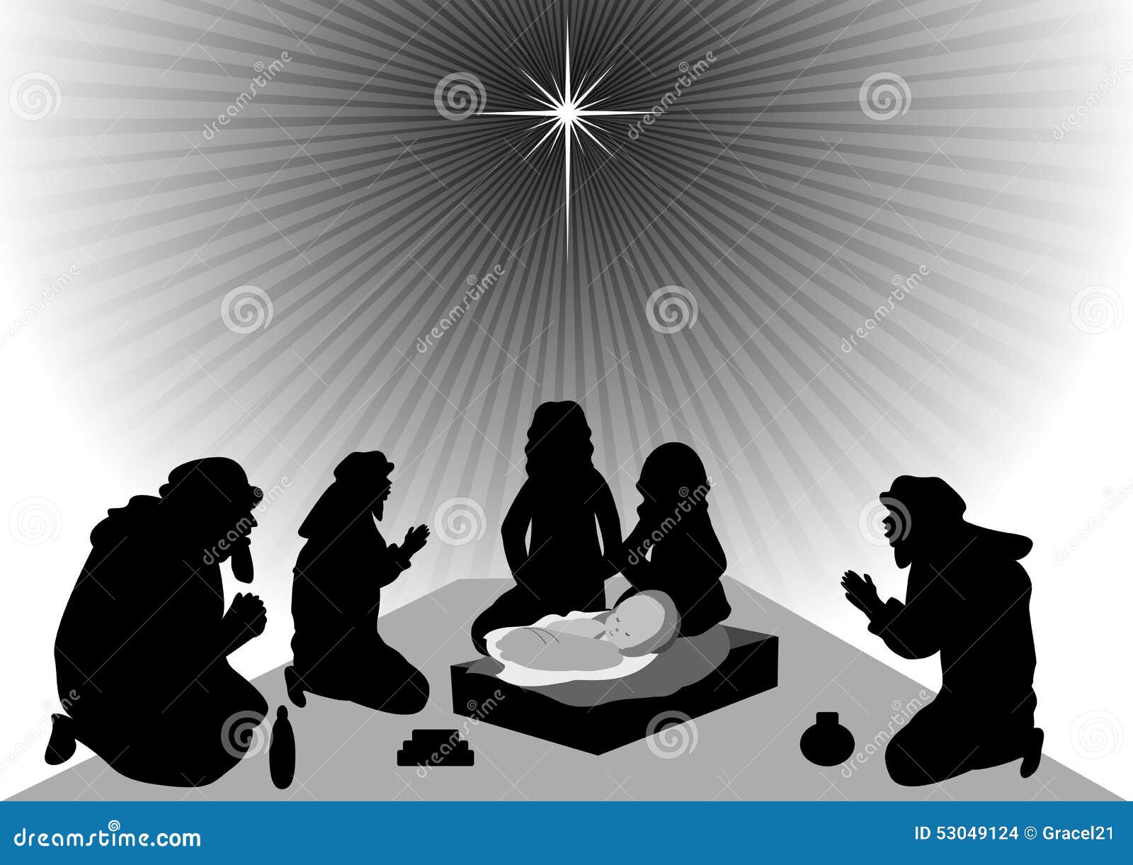 The Three Kings Bringing Gifts To Baby Jesus Stock Vector