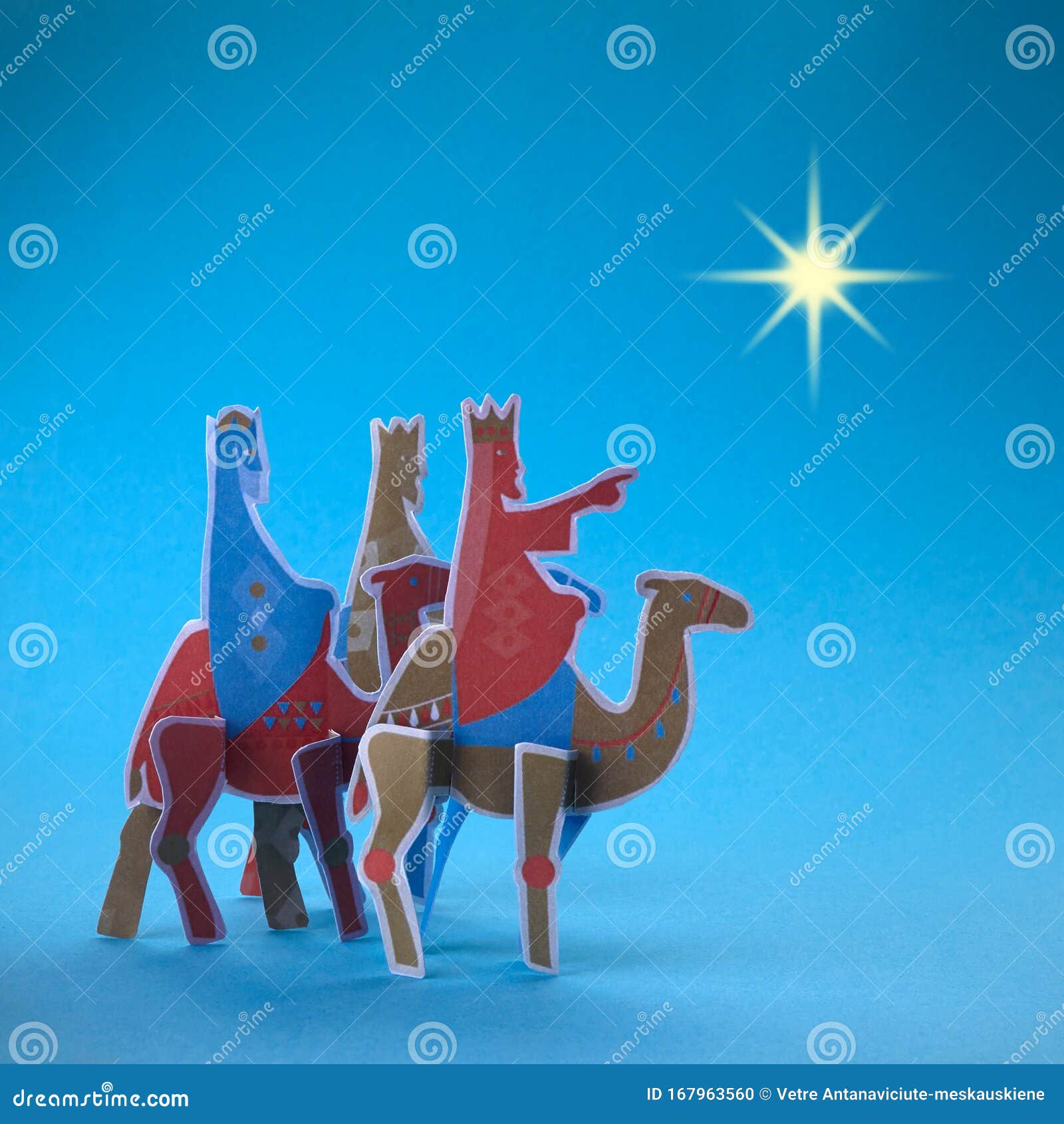 three kings day. melchior, caspar and balthazar. night background with the star of bethlehem.