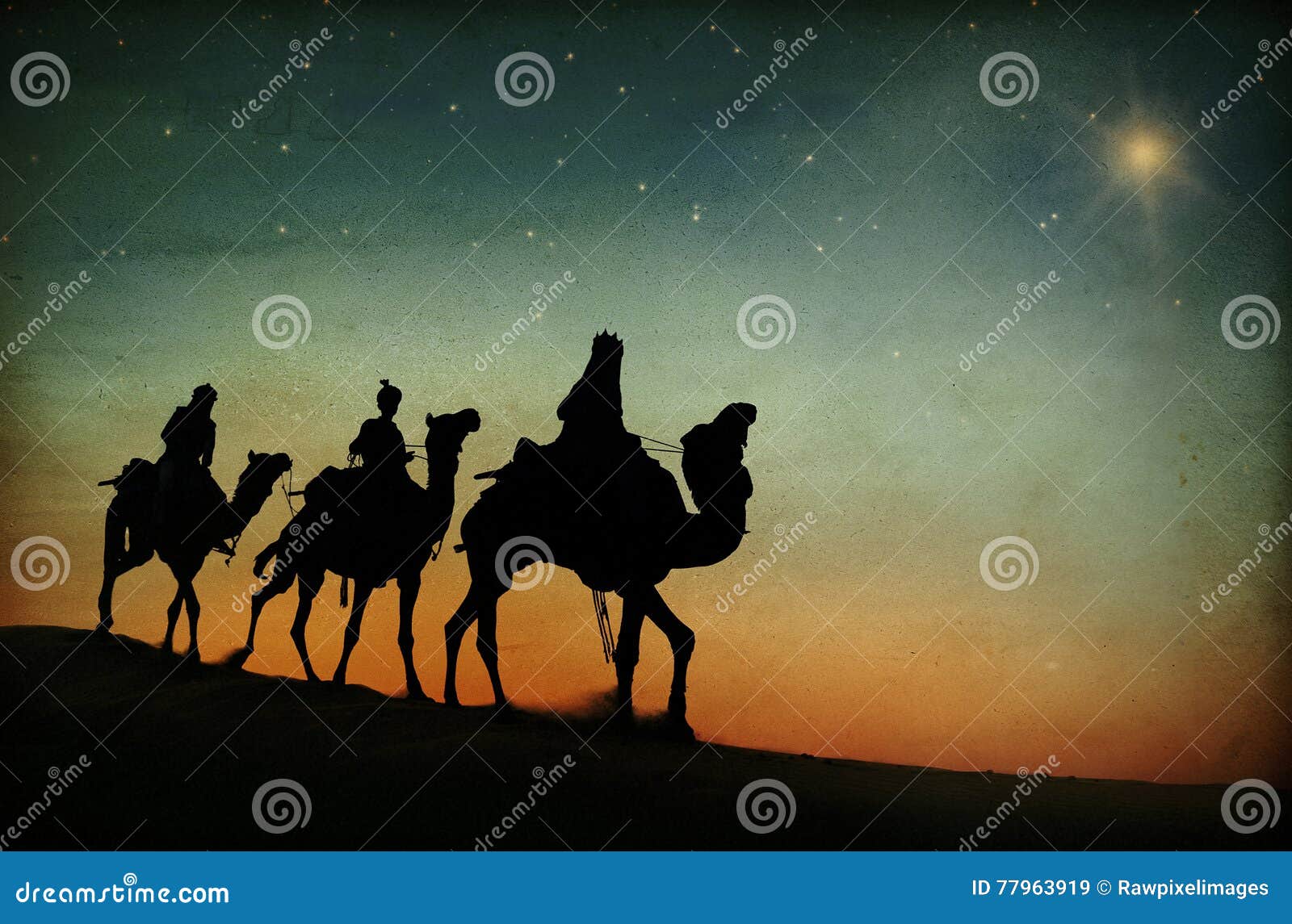 three kings desert star of bethlehem nativity concept