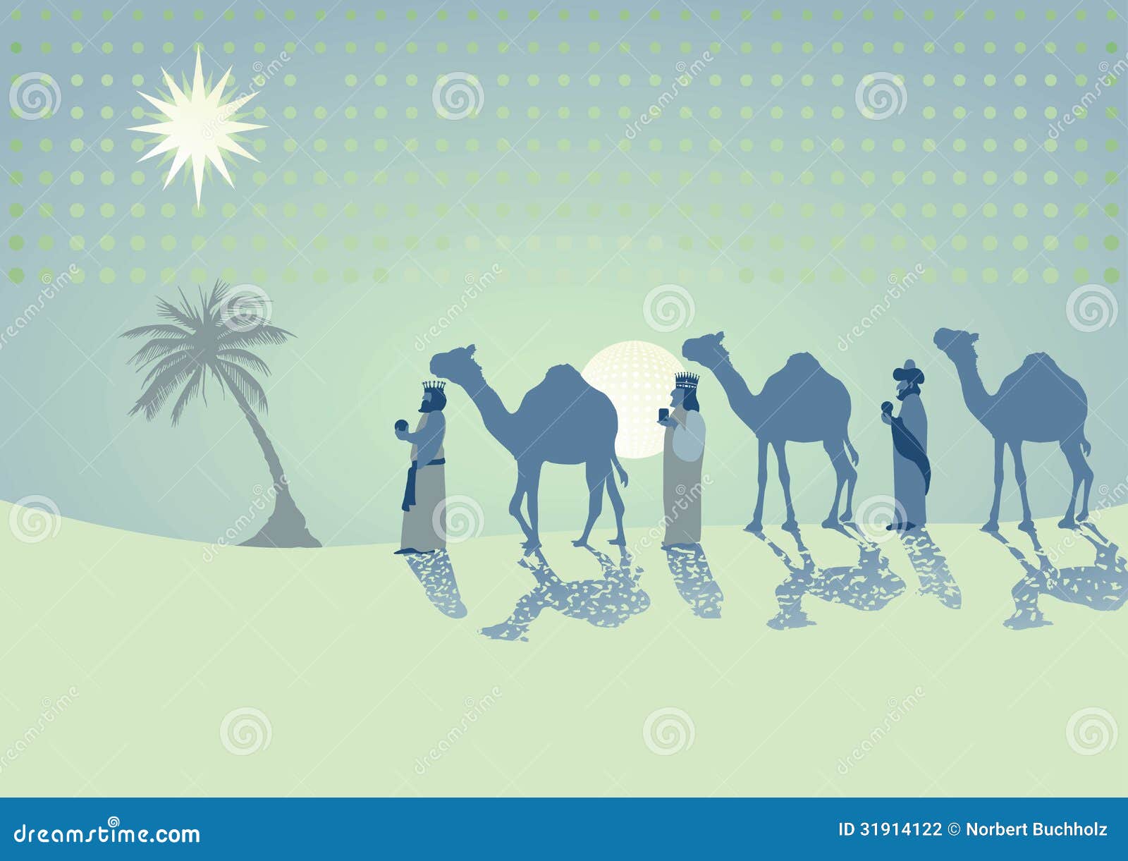 three kings traveling with camels