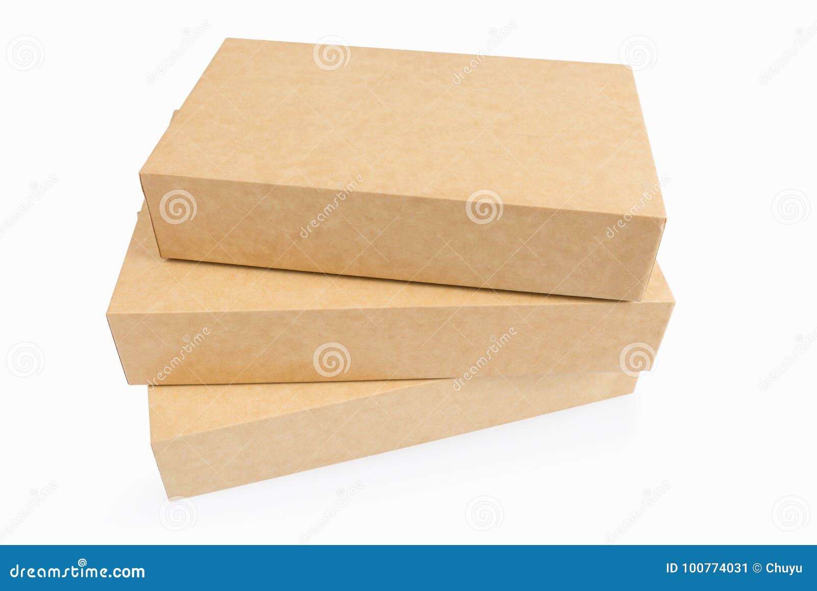 Three Kraft Paper Boxes Isolated Stock Image Image of carton, office