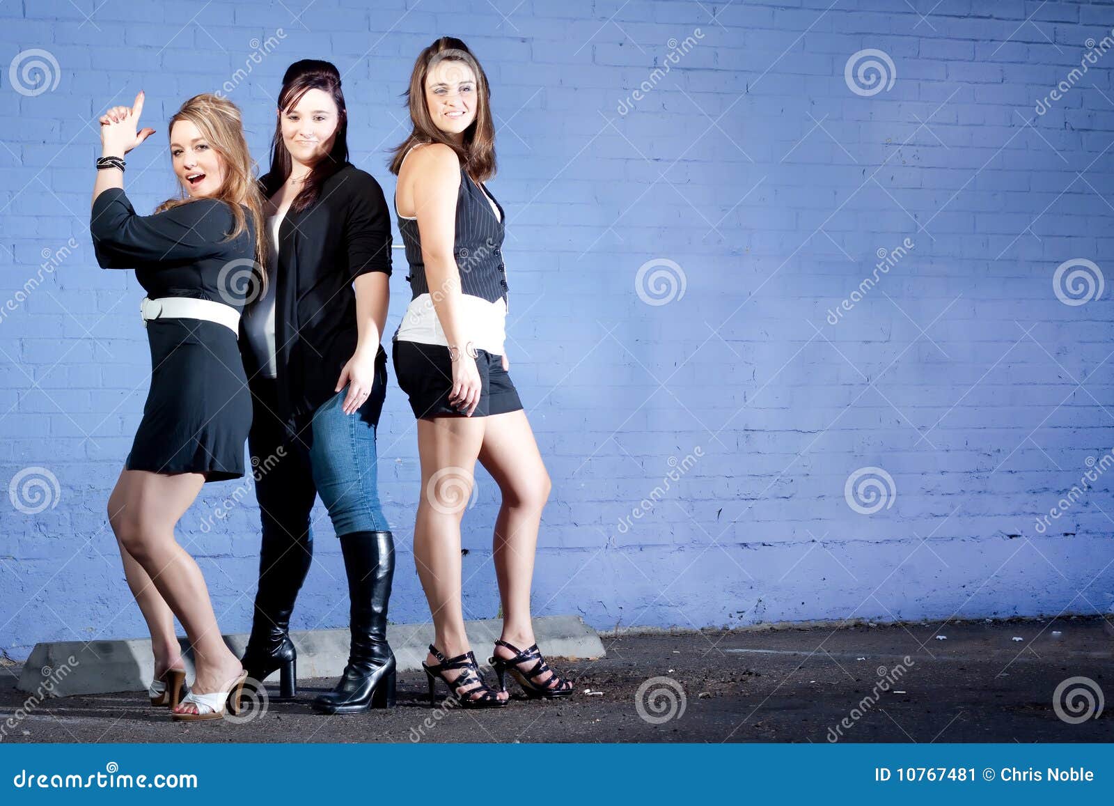 Three Ladies Going Out Dancing! Stock Image Image of pulling, friends