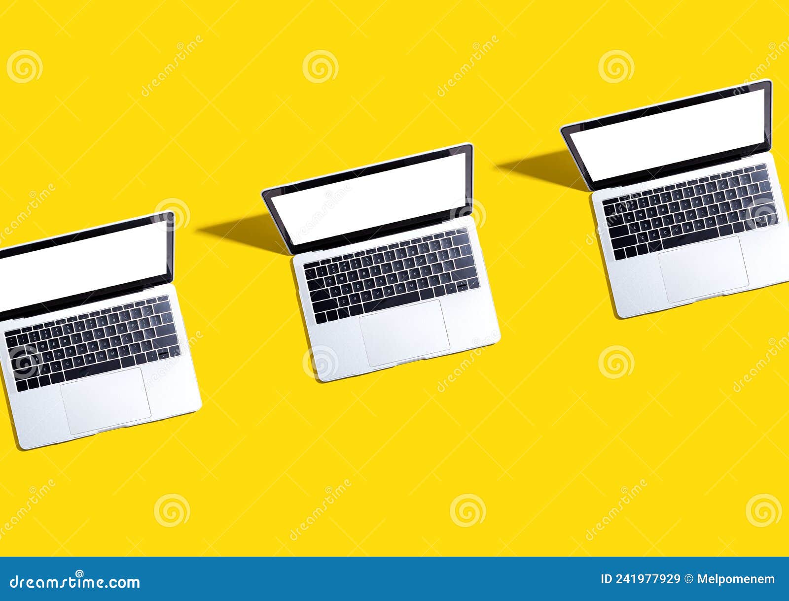 Three Laptop Computers with Shadow Stock Illustration - Illustration of ...