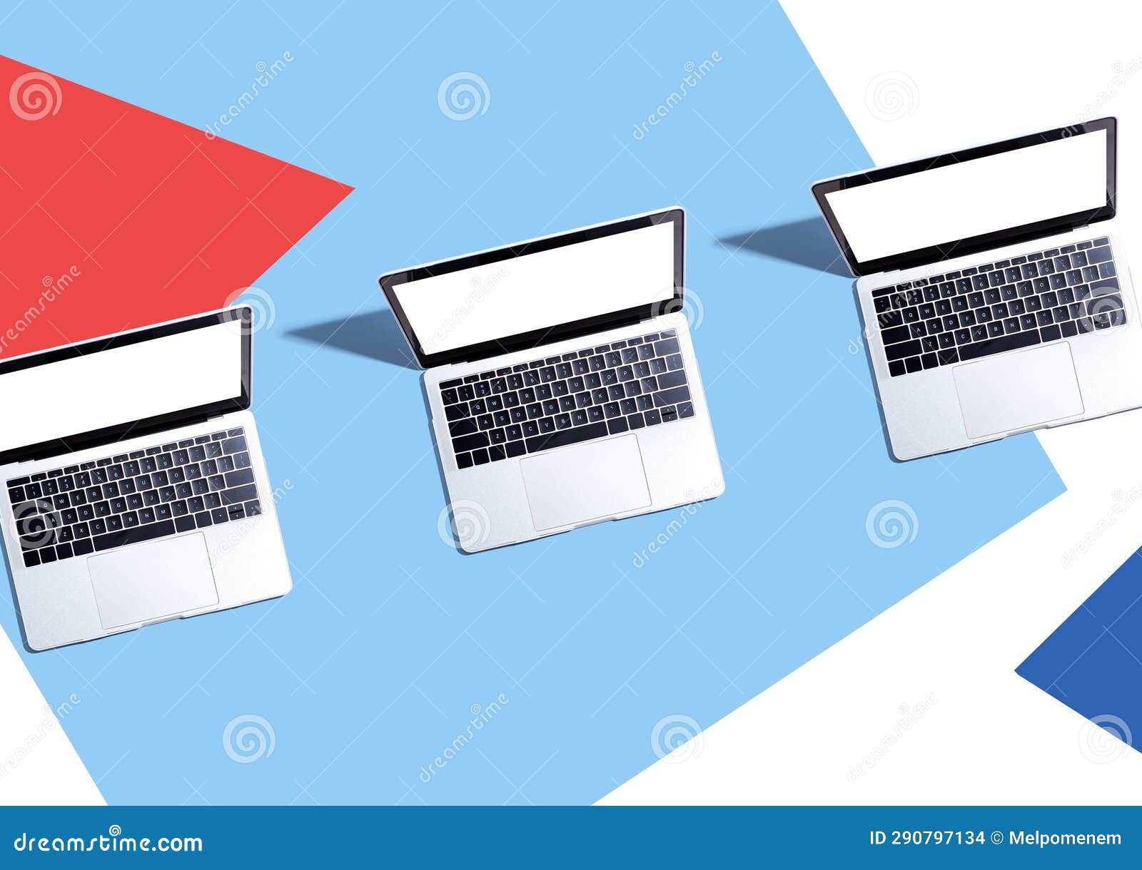 Three Laptop Computers with Shadow Stock Illustration - Illustration of ...