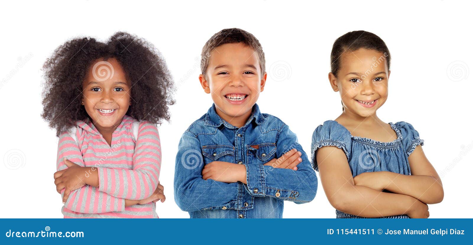 three latin children crossing their arms