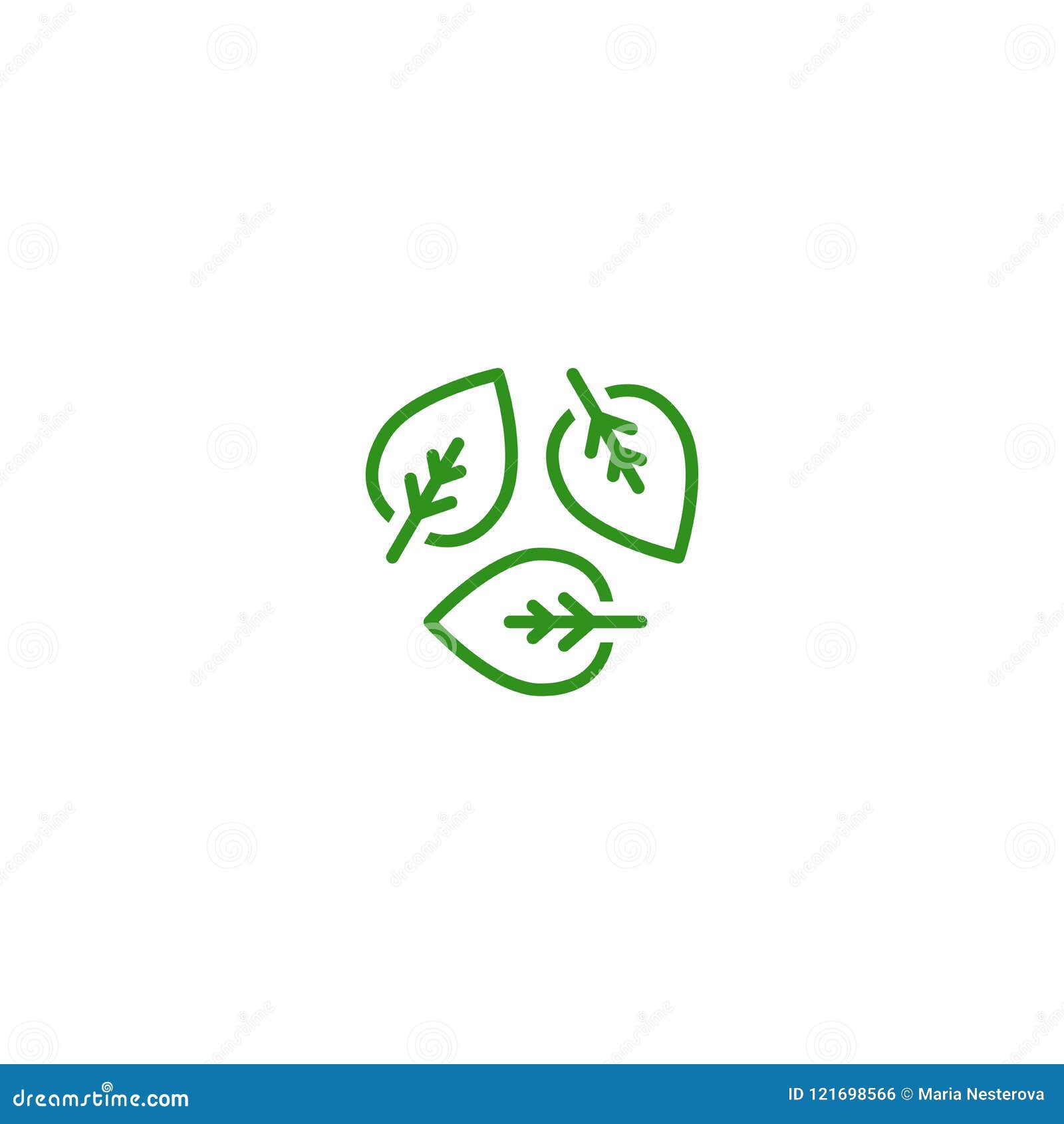 three line leaves eco recycle icon.  on white.  reuse .
