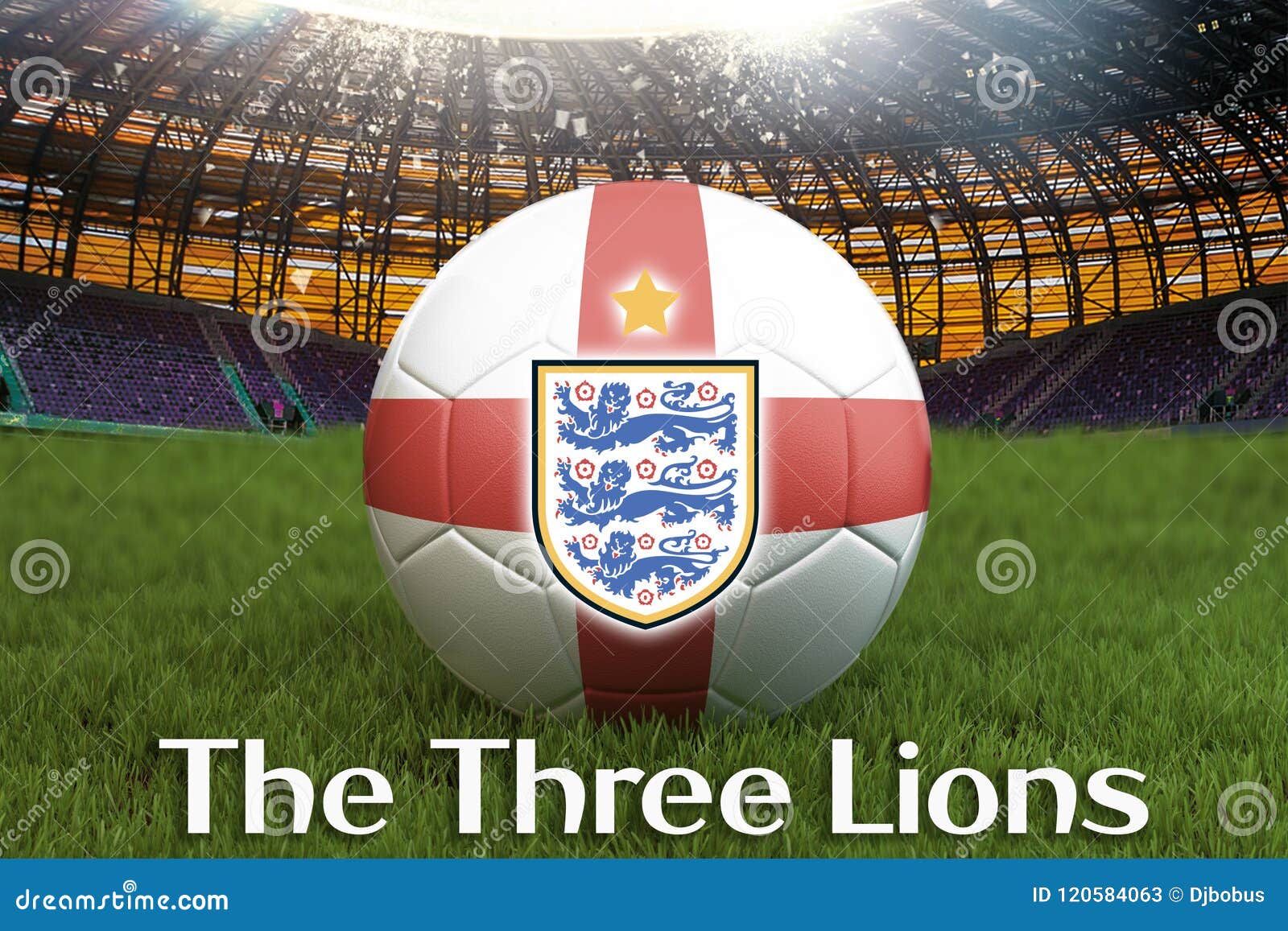 The Three Lions Text On England Football Team Ball On Big Stadium Background With England Team Logo Competition Concept England F Stock Illustration Illustration Of Goal Nation 120584063