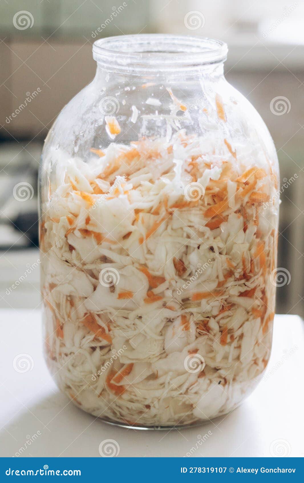 A Threeliter Jar of Sauerkraut is in the Kitchen Stock Image Image