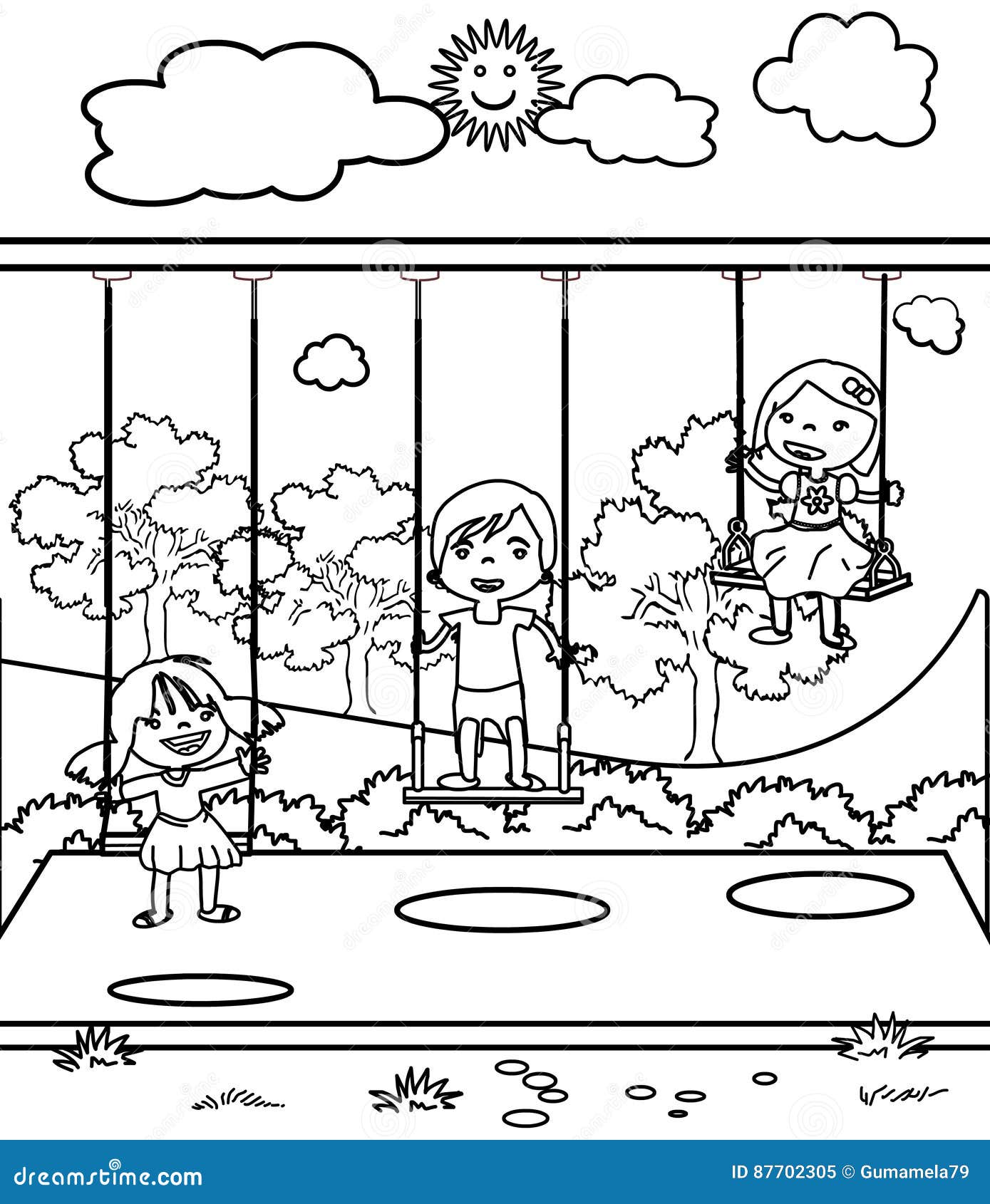 Three Little Children Coloring Page Stock Illustration Illustration Of Hero Cloak 87702305