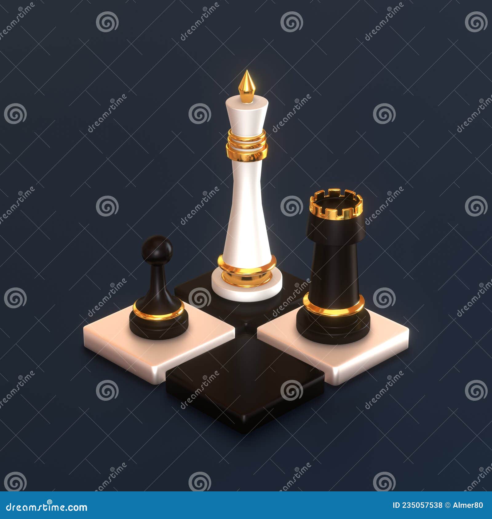 Premium Photo  Chess piece black king blur different chess pieces in the background  3d rendering