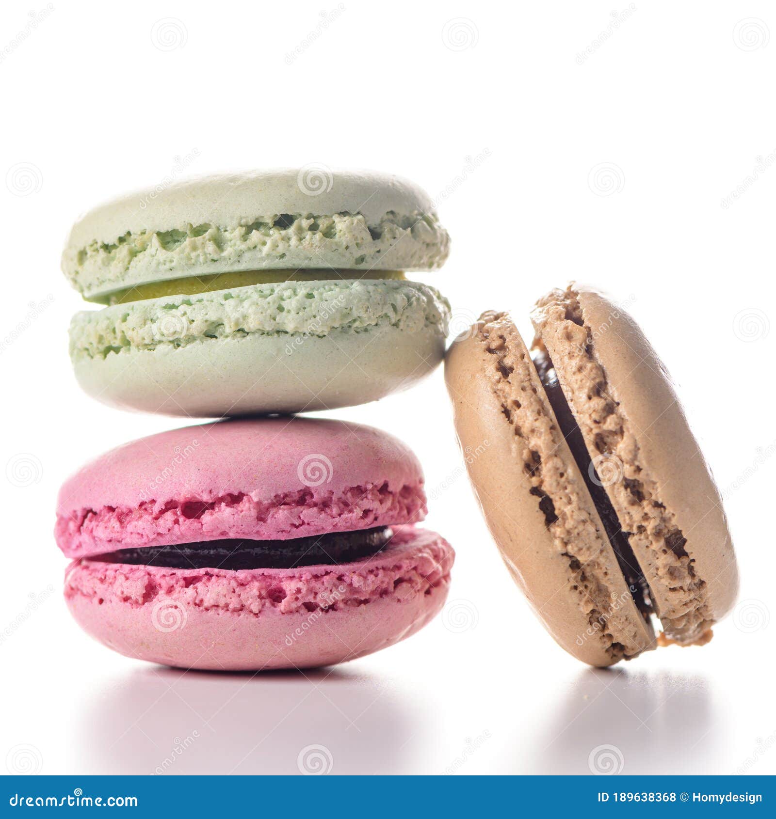 Three macaroons on white stock photo. Image of green - 189638368