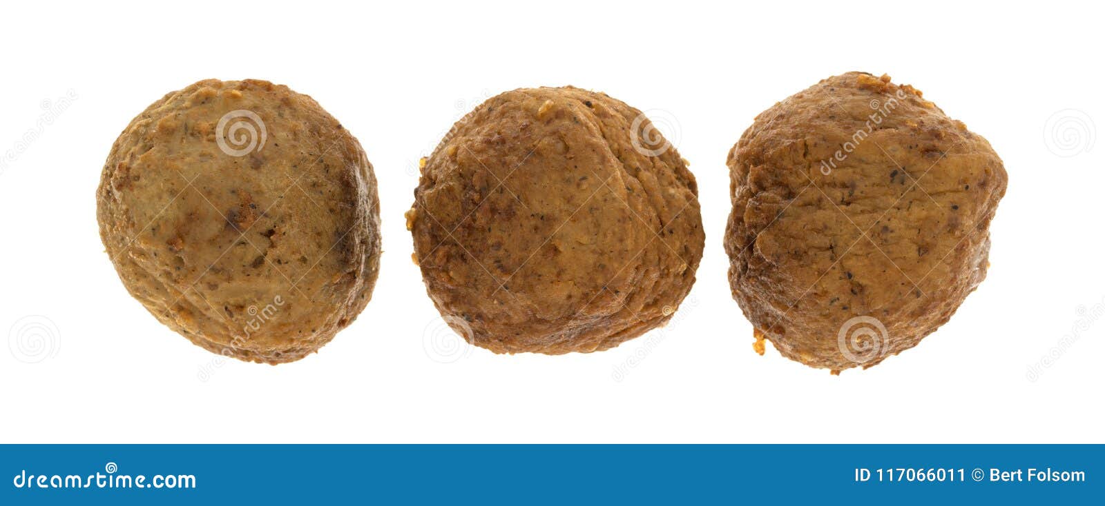 Three Meatballs on a White Background Stock Image Image of background