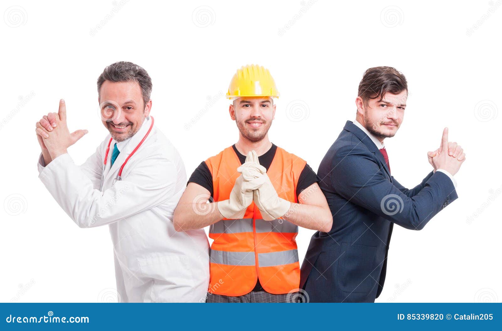 https://thumbs.dreamstime.com/z/three-men-different-professions-handsome-doing-shoot-gun-gesture-white-background-85339820.jpg