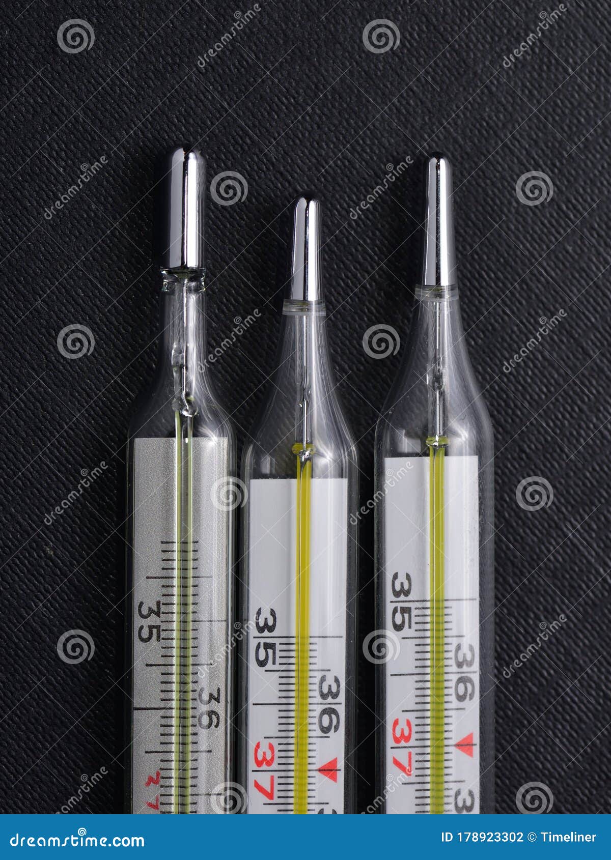 Three mercury thermometers stock photo. Image of equipment 178923302