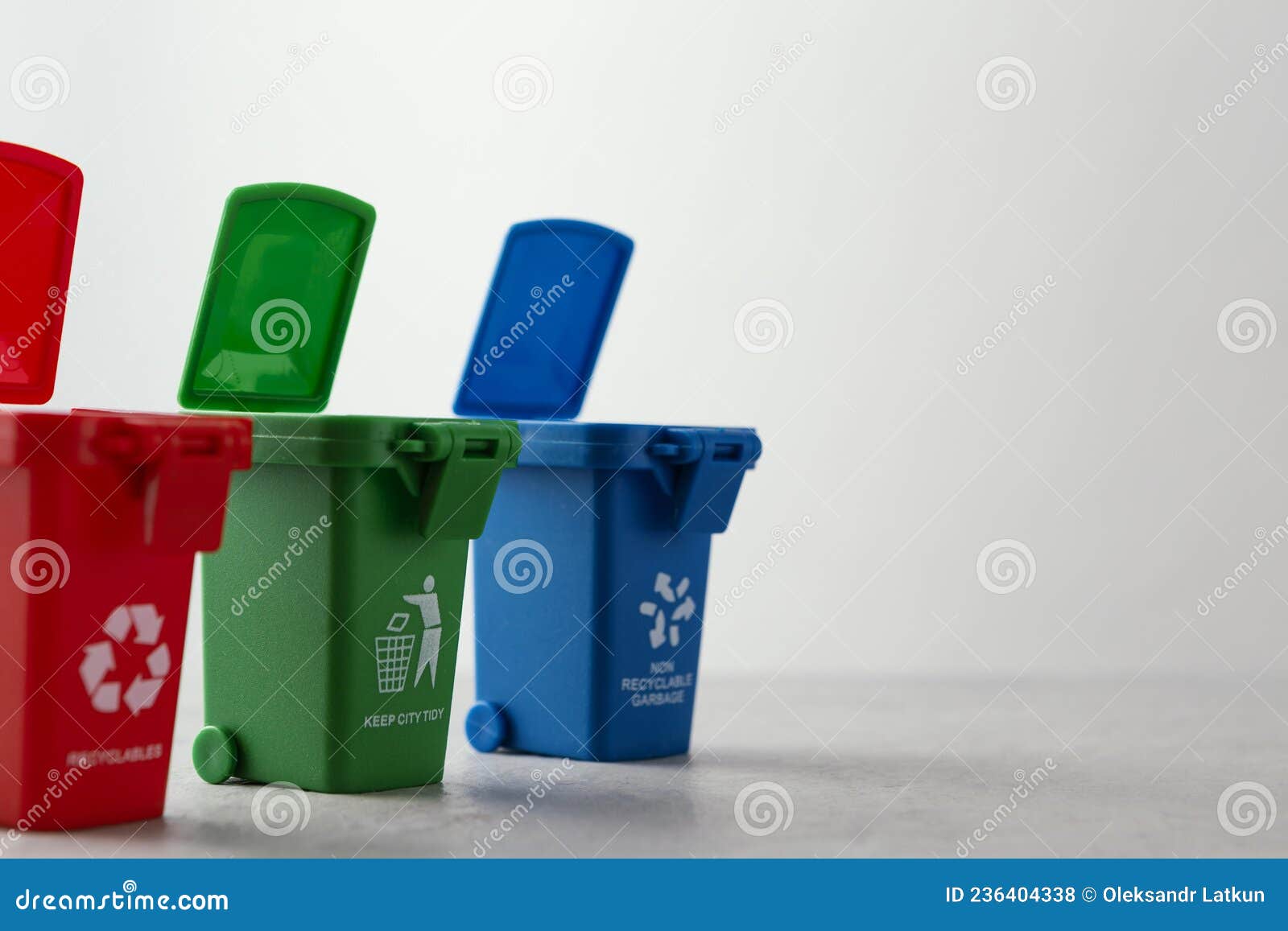 Three Miniature Recycle Bins. High Quality Photo Stock Photo Image of