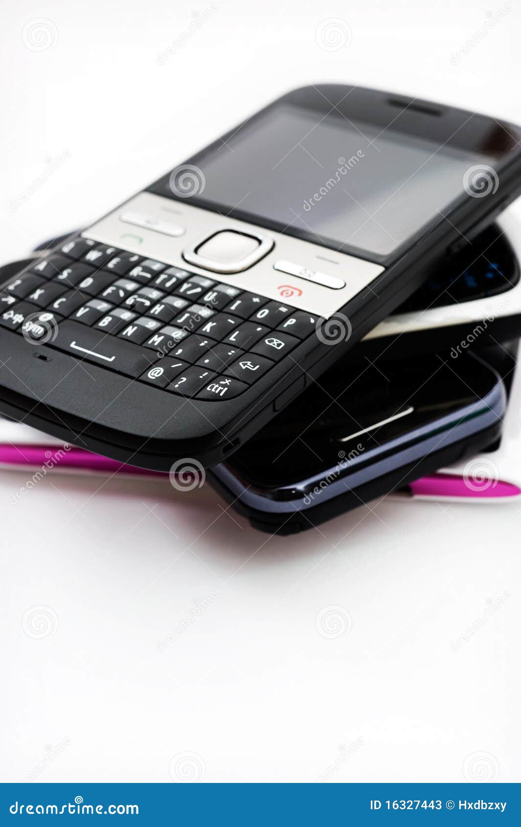 Three mobile phones stock image. Image of call, hand 16327443