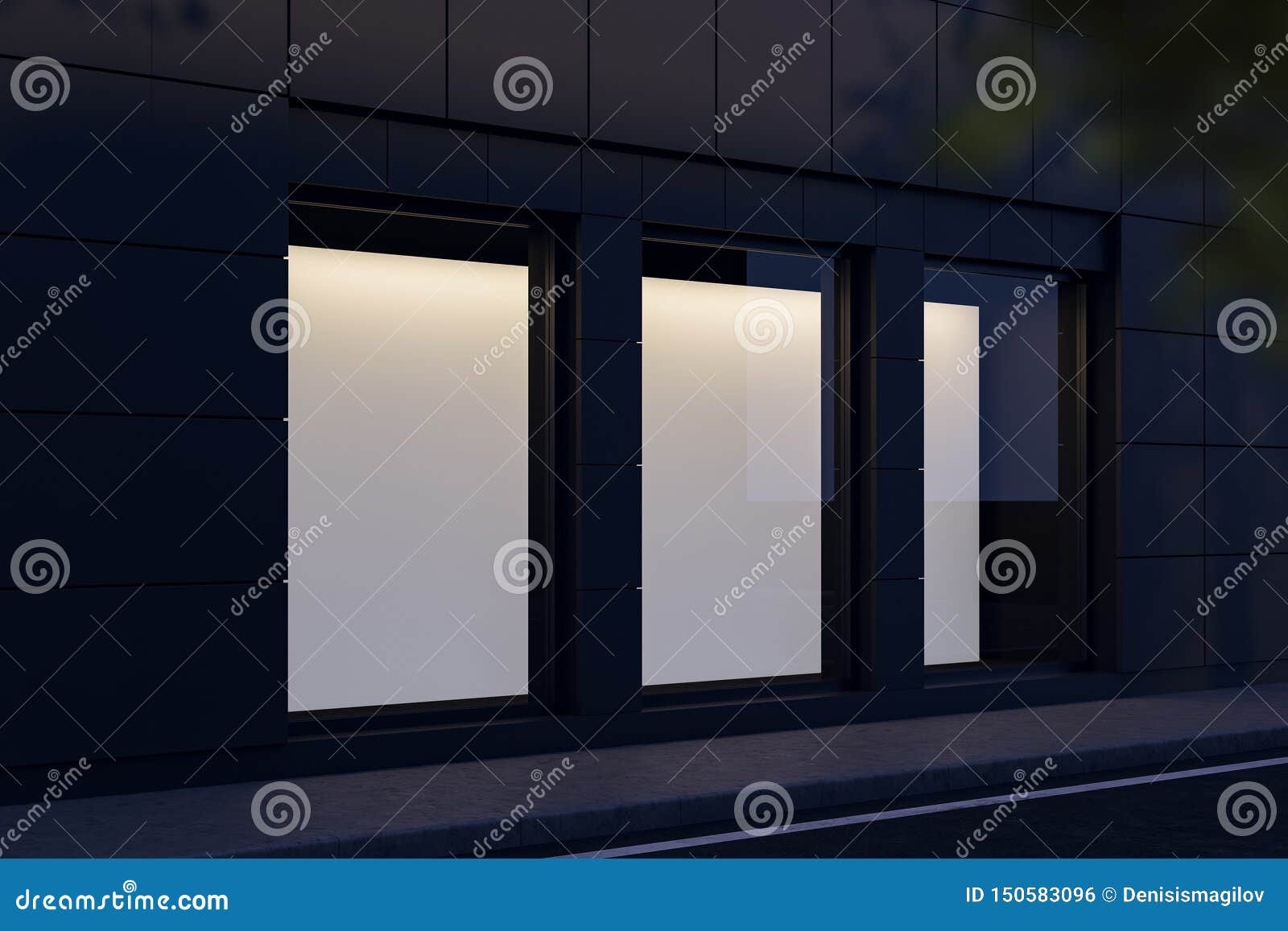 Download Three Mock Up Posters In Shop Window, Side View Stock ...