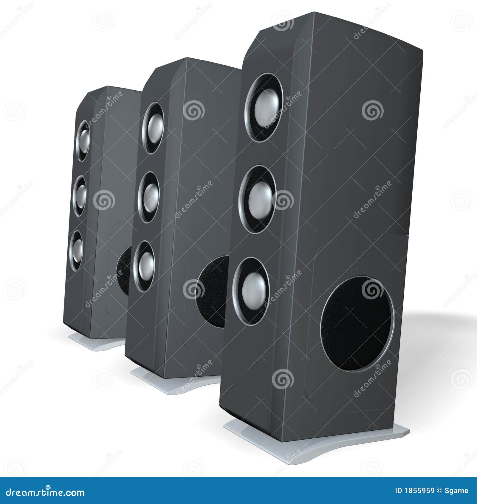 Three modern loudspeakers stock image. Image of stylish 1855959