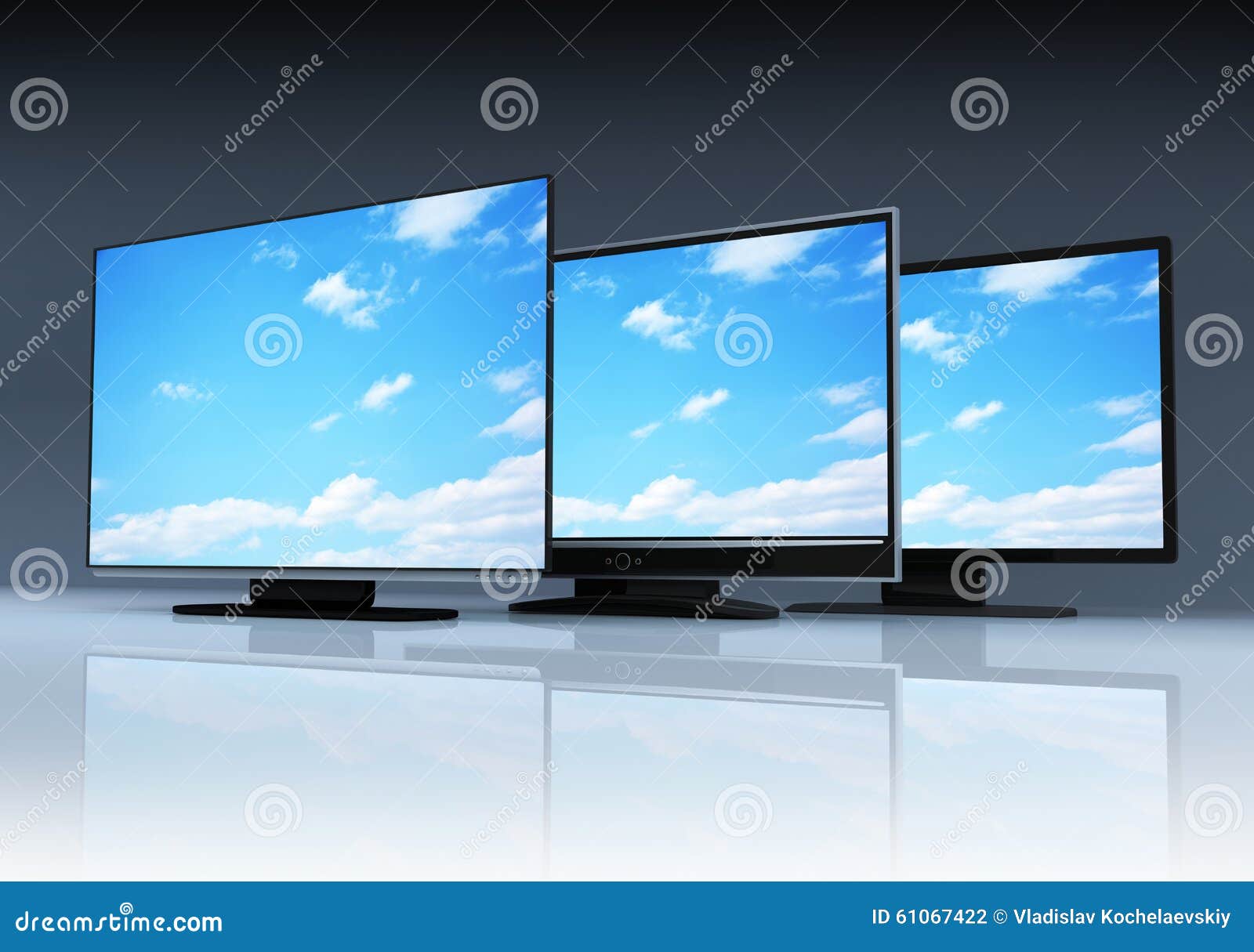 Three modern TV stock illustration. Illustration of flatscreen 61067422