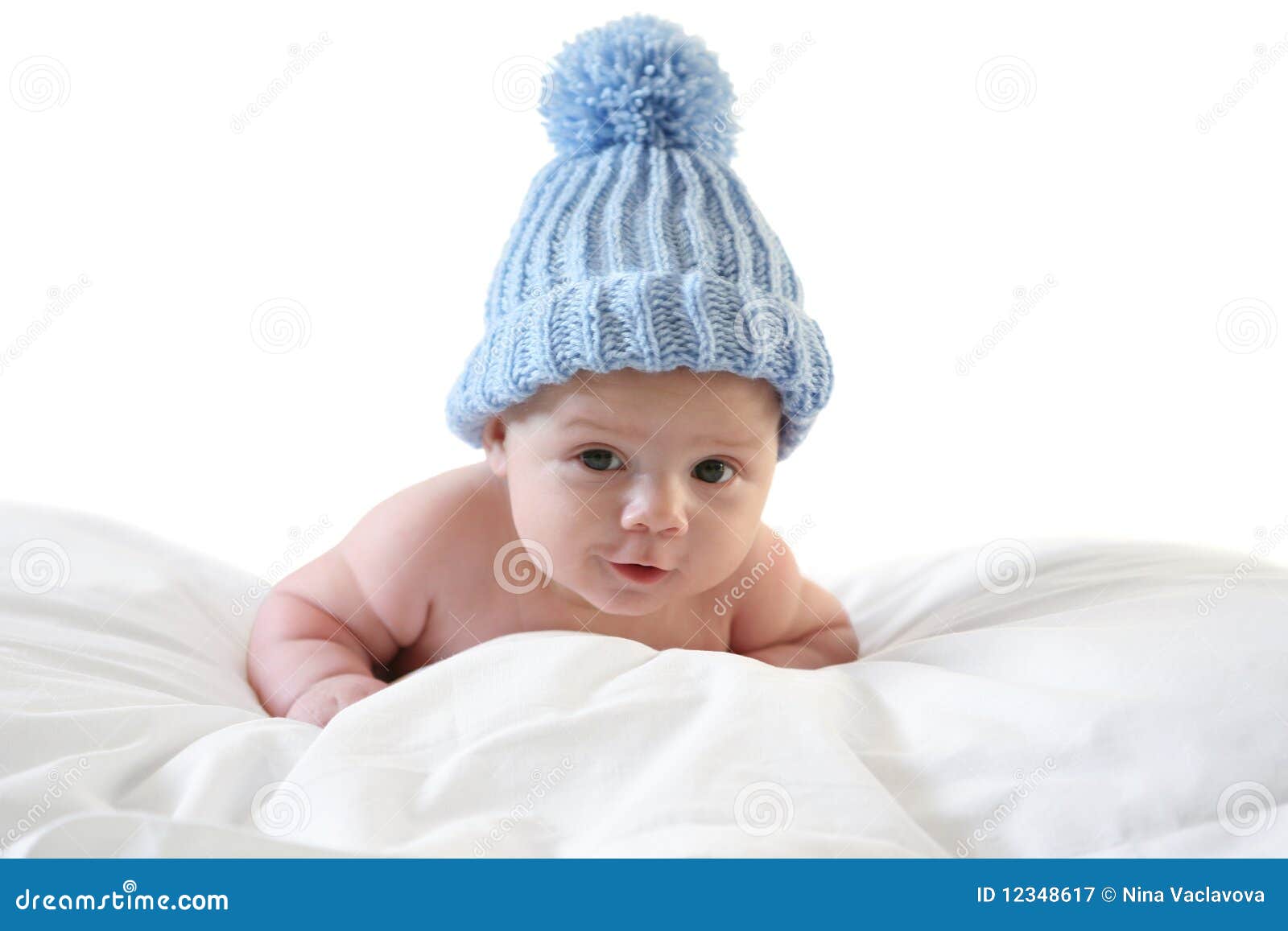 Three month baby with cap stock image. Image of blue 12348617