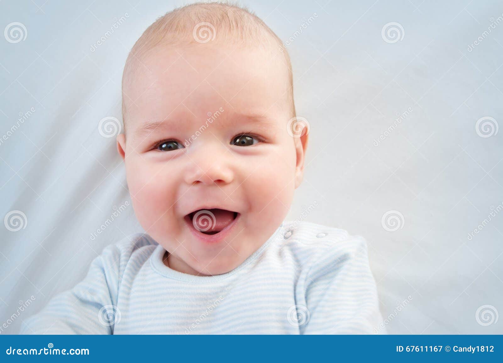 Three Month Old Baby Lying in Bed Stock Image Image of background