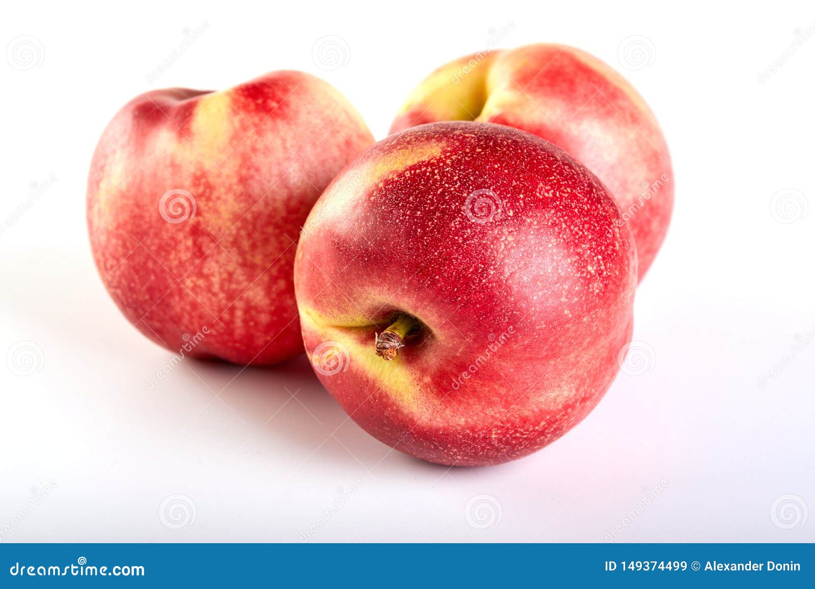 Three Nectarines Fruit Isolated on White Stock Image Image of fresh