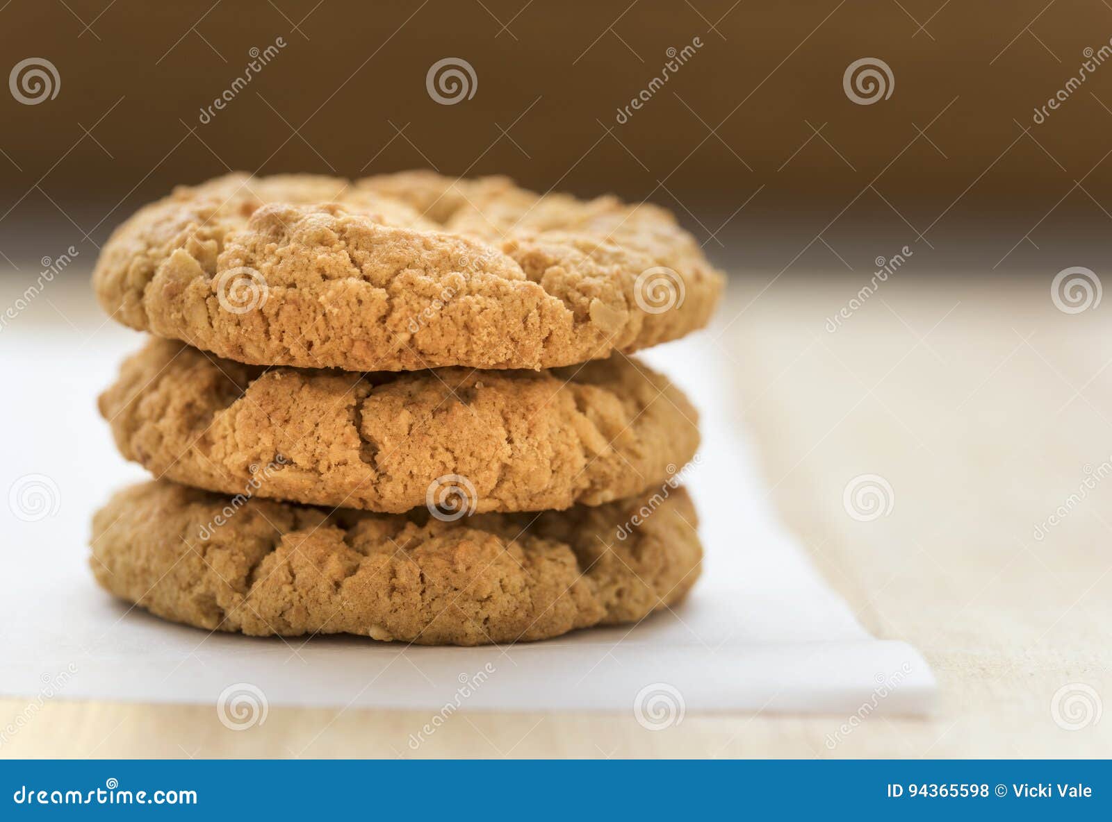 Three Oatmeal Anzac Biscuits. Stock Photo Image of anzac, natural