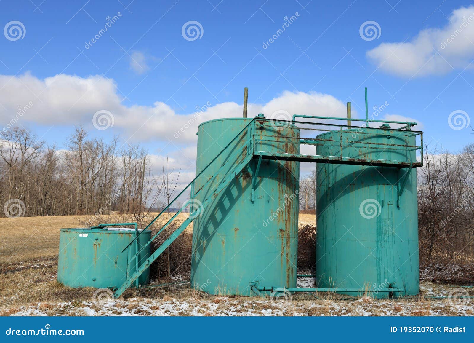 Three oil tanks stock photo. Image of metal, environment 19352070