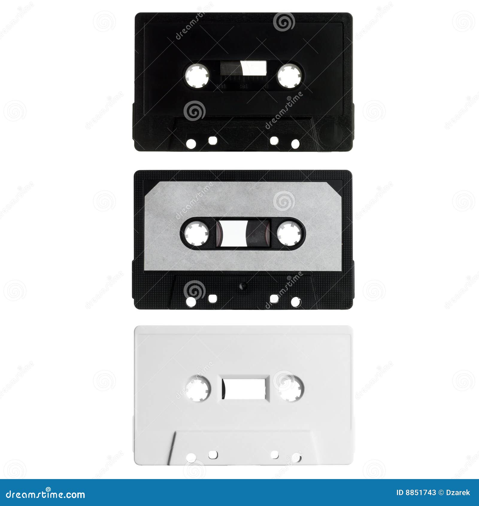 Three Old Cassettes Isolated on White Stock Image Image of open
