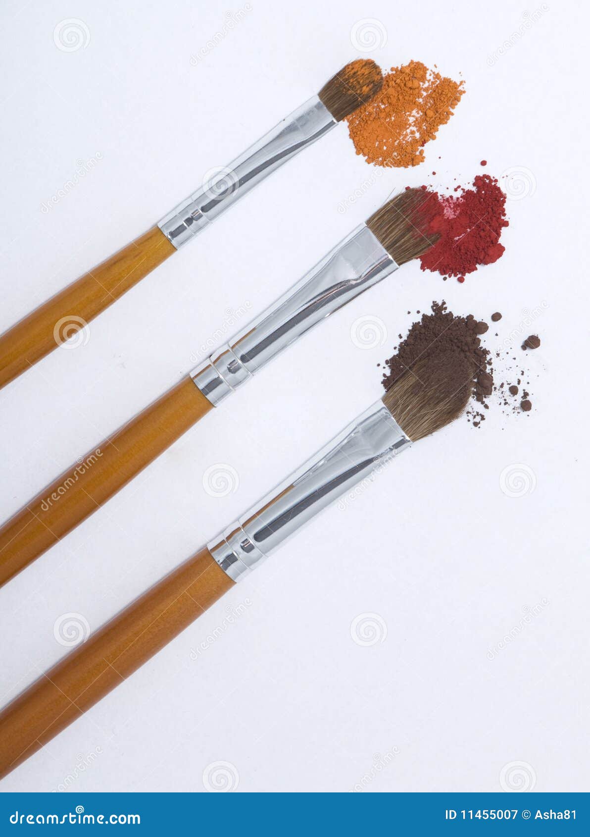 Three Orange Make Up Brushes Stock Image - Image of brilliance, glamour