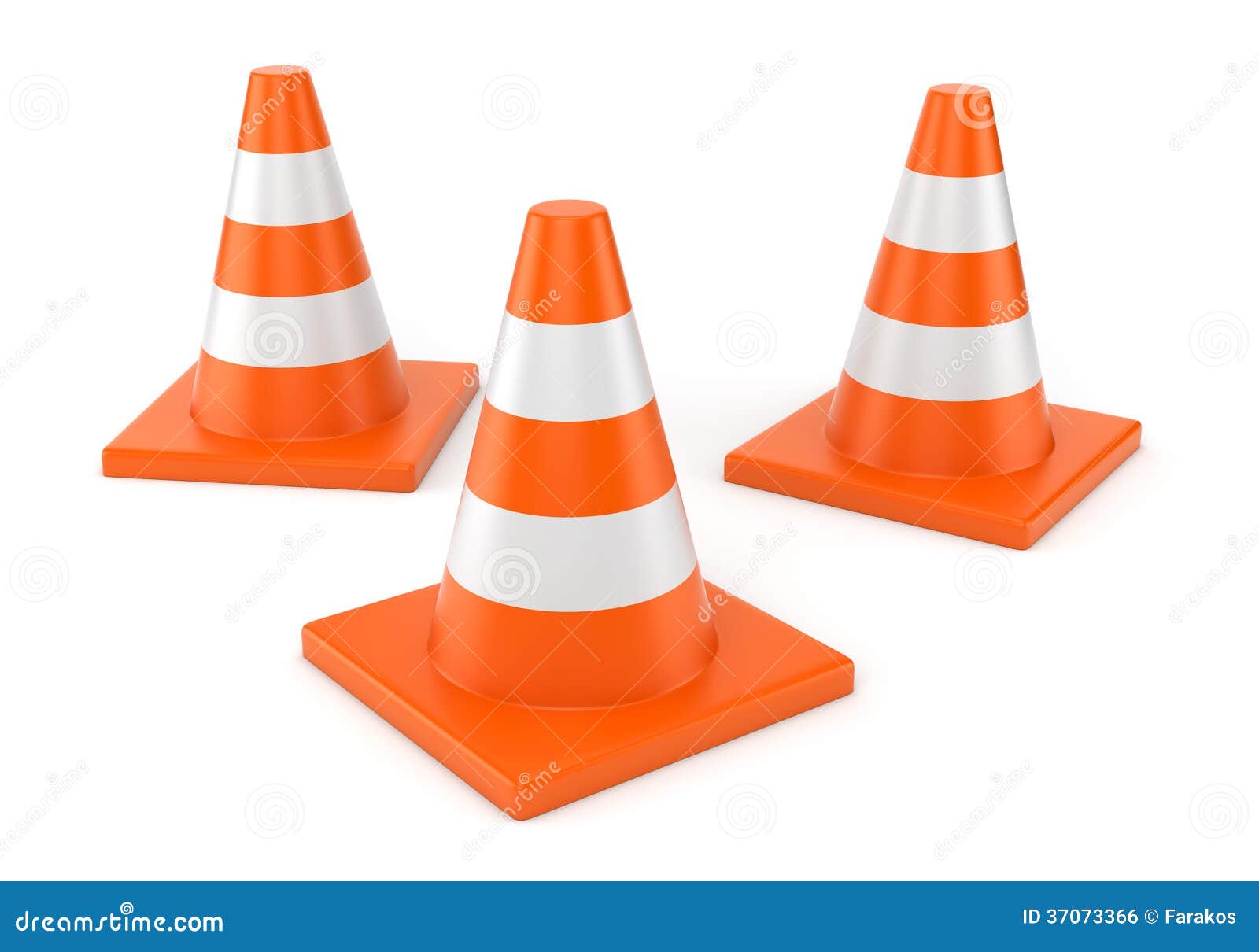Three orange road cones stock illustration. Illustration of industry