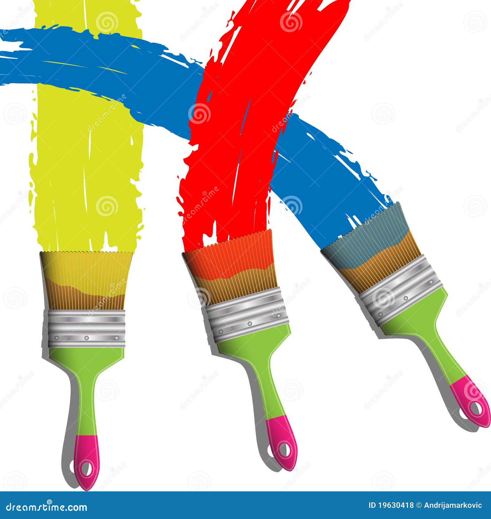 Three paint brushes stock vector. Illustration of design - 19630418