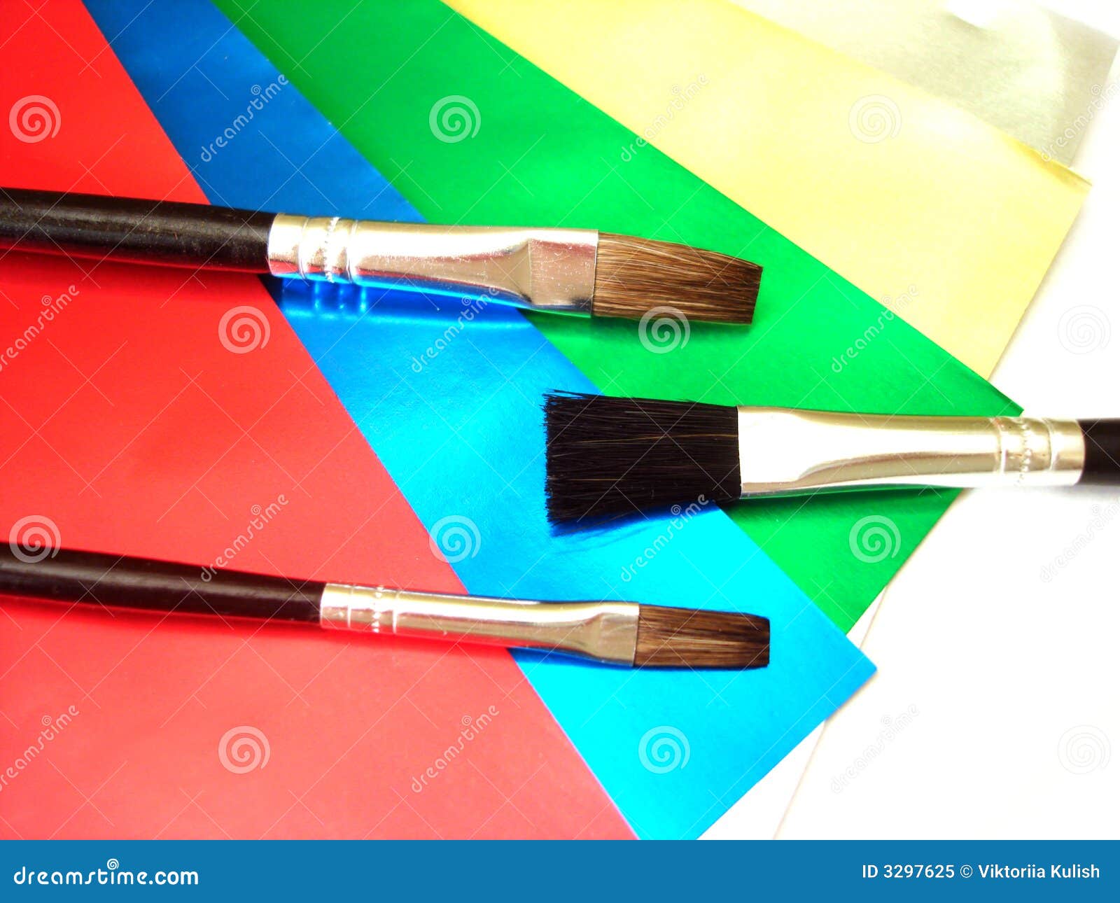 Three paint brushes stock image. Image of education, drawing 3297625
