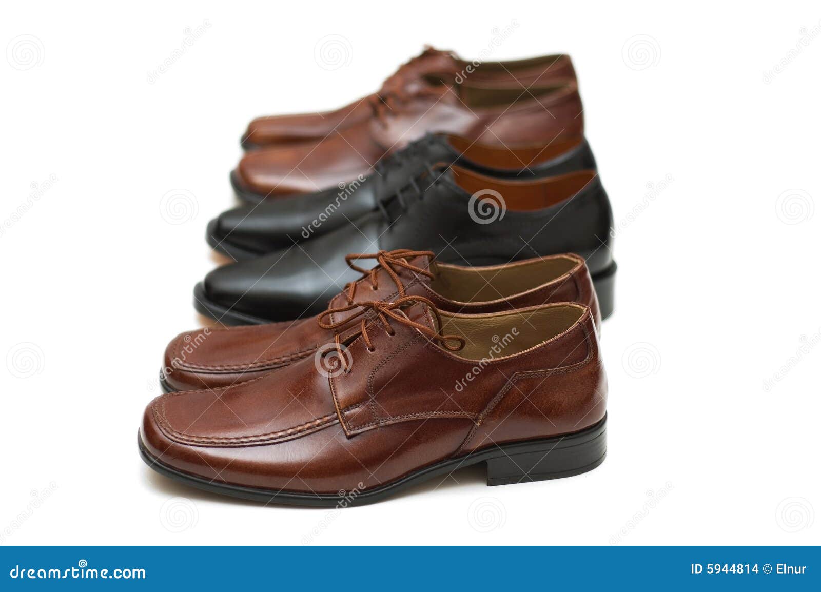 Three Pairs of Male Shoes Isolated on White Stock Photo - Image of ...