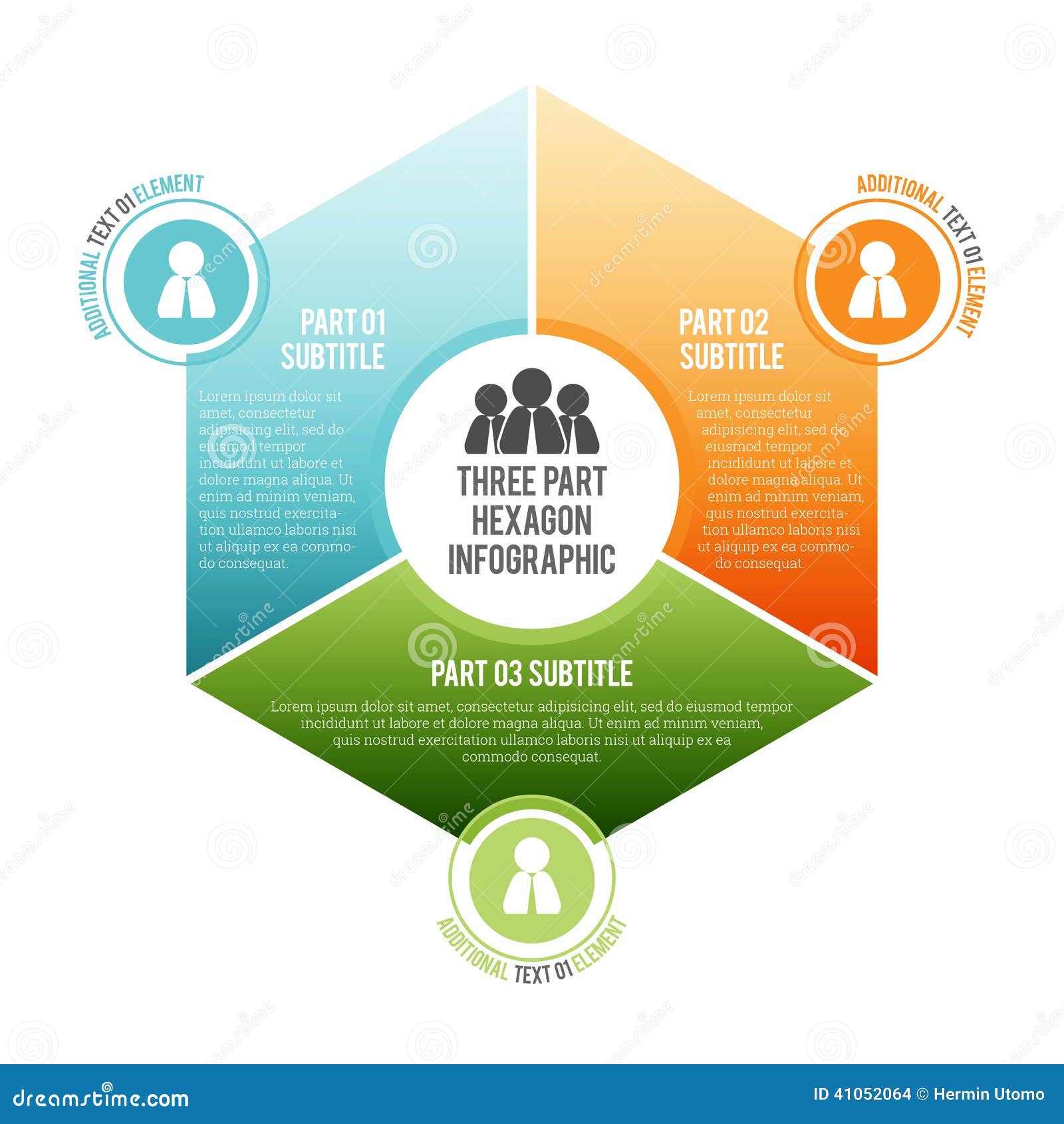 three part hexagon infographic