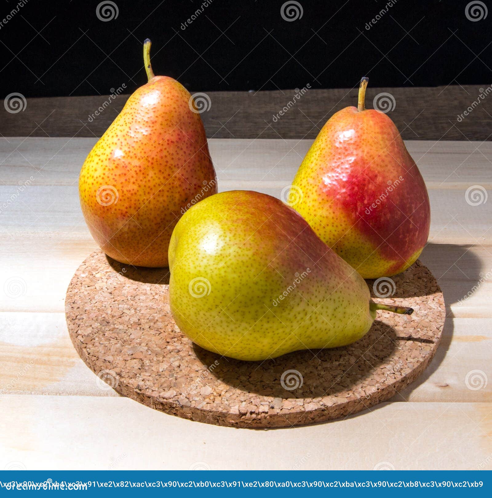 Three Pears on a Prop Stand, Closeup Stock Image Image of fruit