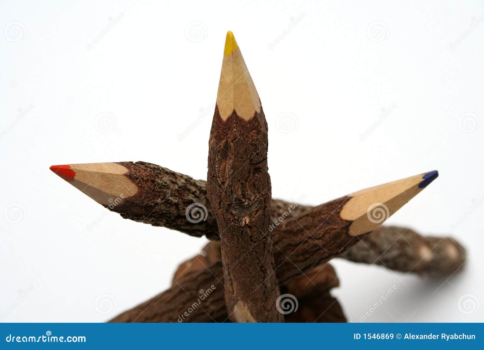 Three Pencils Made of a Natural Tree on a Piny Cone Stock Image Image of cold, holiday 1546869