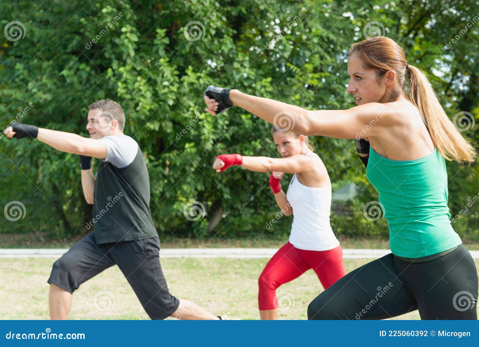 Three People on Tae Bo Training Stock Photo Image of adult, color