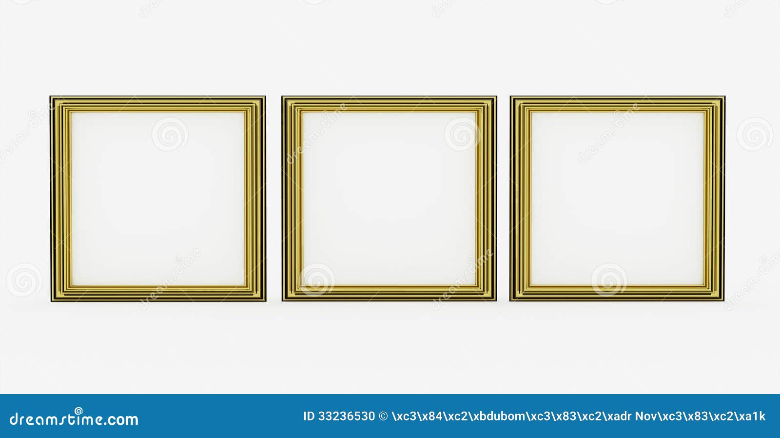 Three Picture Frames of Gold Stock Illustration - Illustration of ...