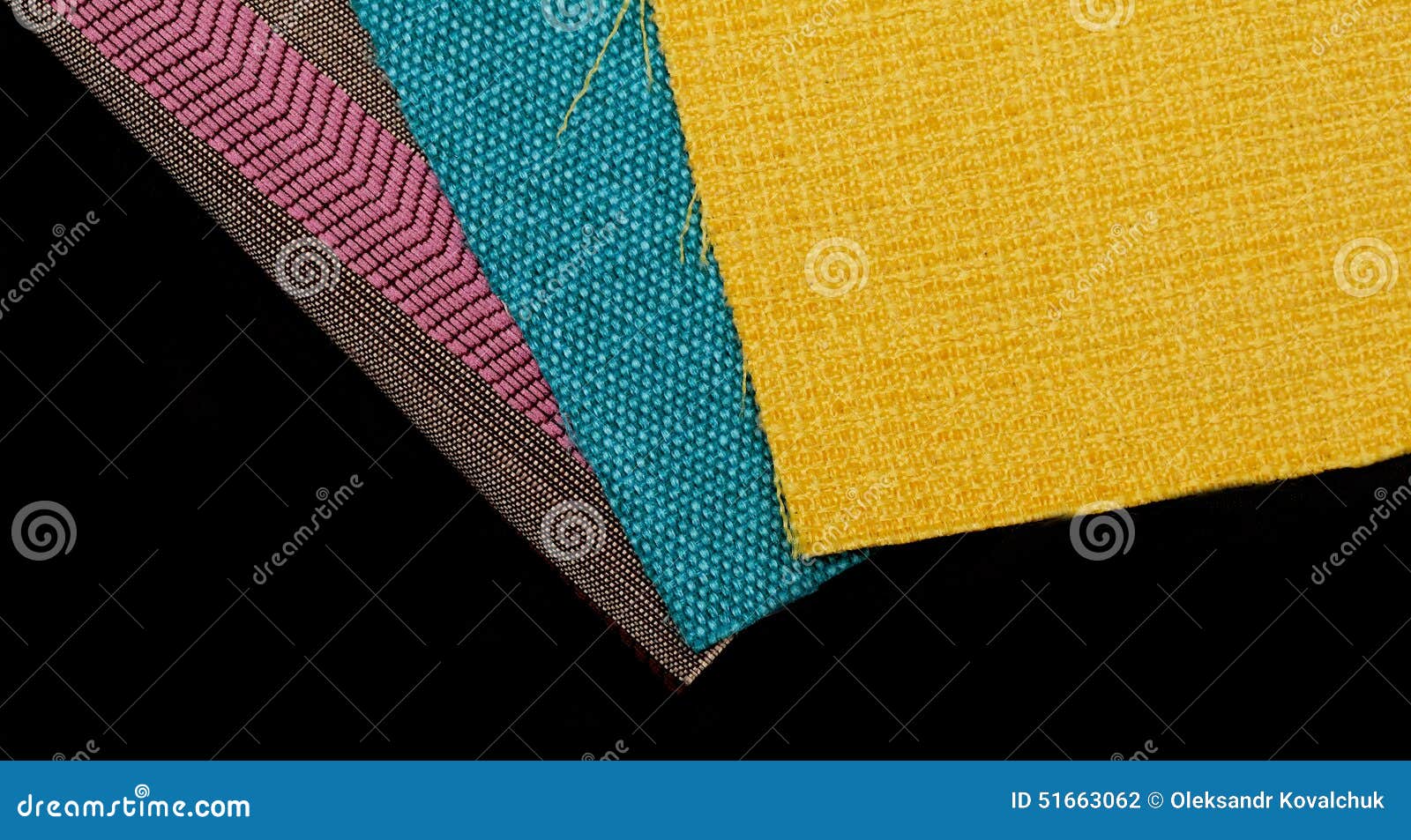Three Pieces of Fabric in Different Colors Stock Photo Image of patch